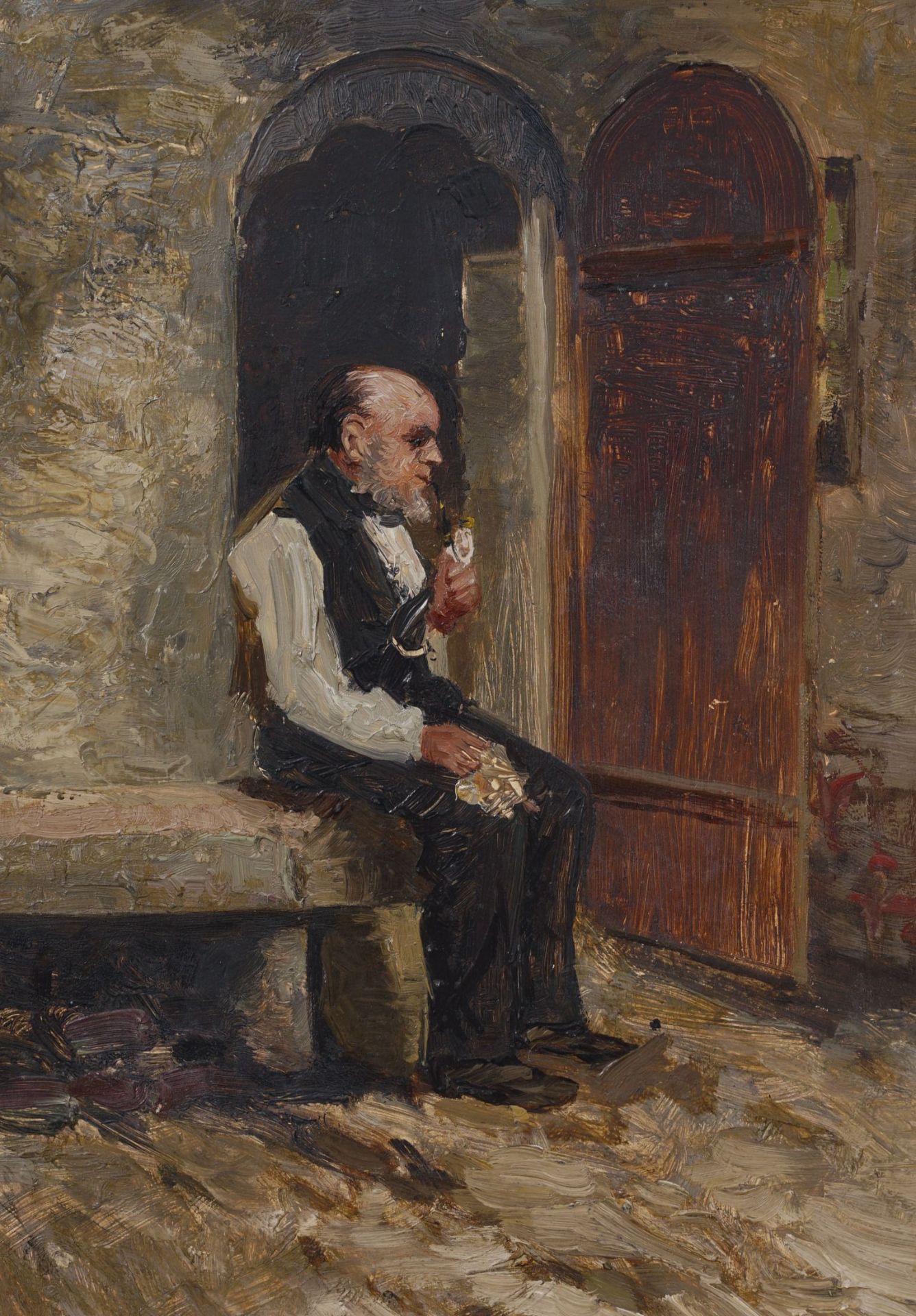 Carl Johann Arnold (zugeschr.), Interieur-Studie Adolph von Menzel (?). Wohl 1880er/1890er Jahre.