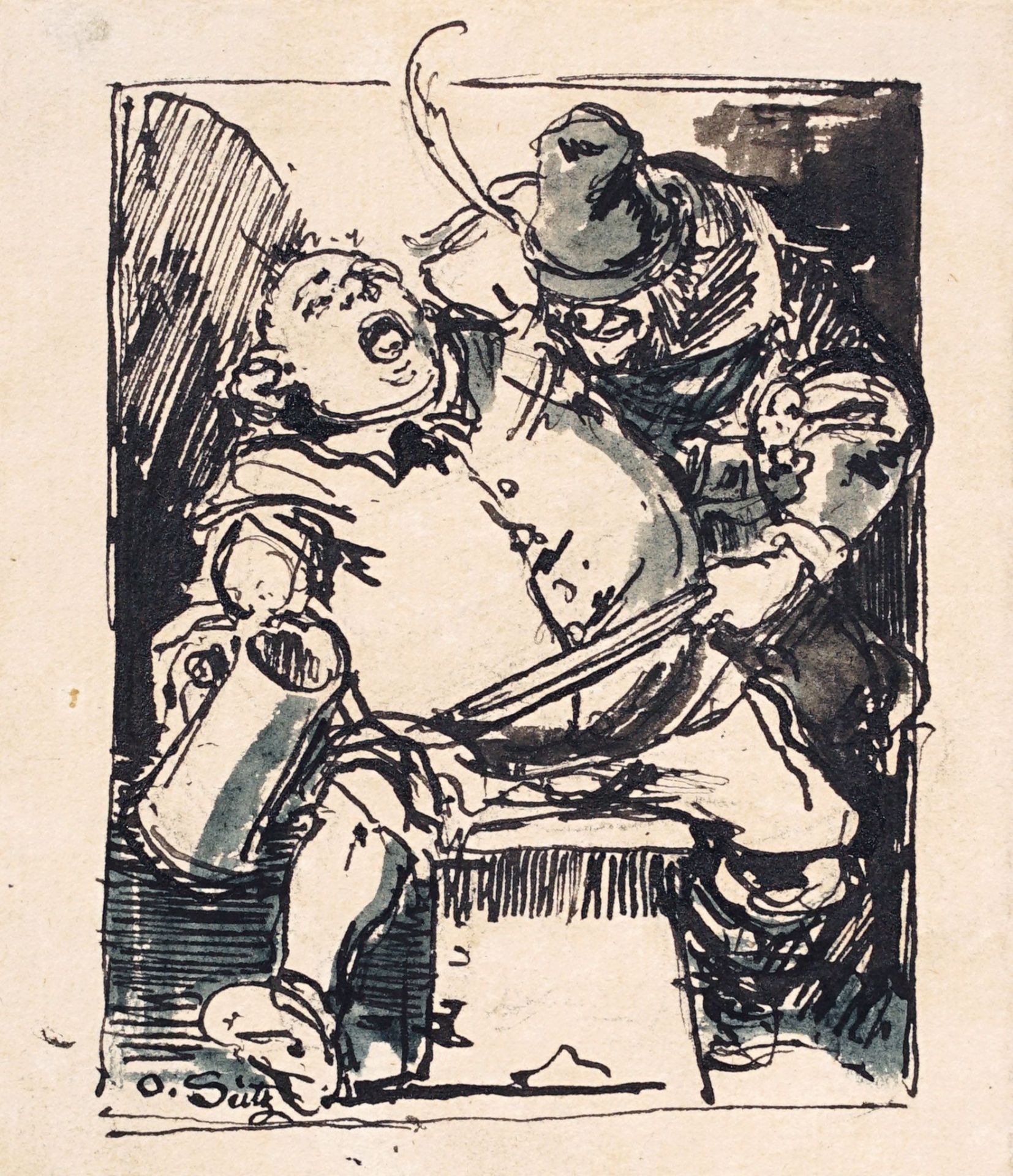 Otto Seitz, Tod und Trinker / Rauferei im Trinklokal. 1888. - Image 2 of 2