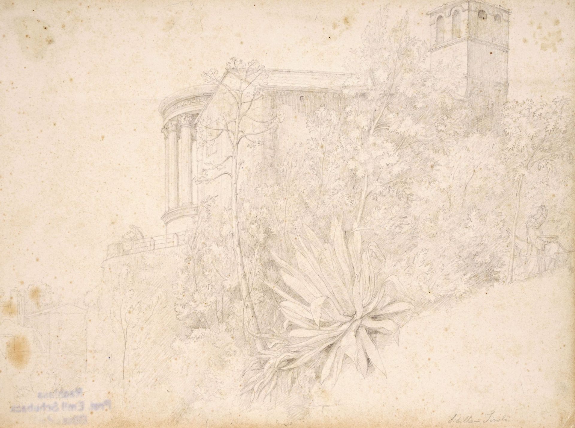 Emil Gottlieb Schuback "Sibilla – Tivoli" / "Aussicht aus meinem Fenster, Rom". Wohl 1845/1845.