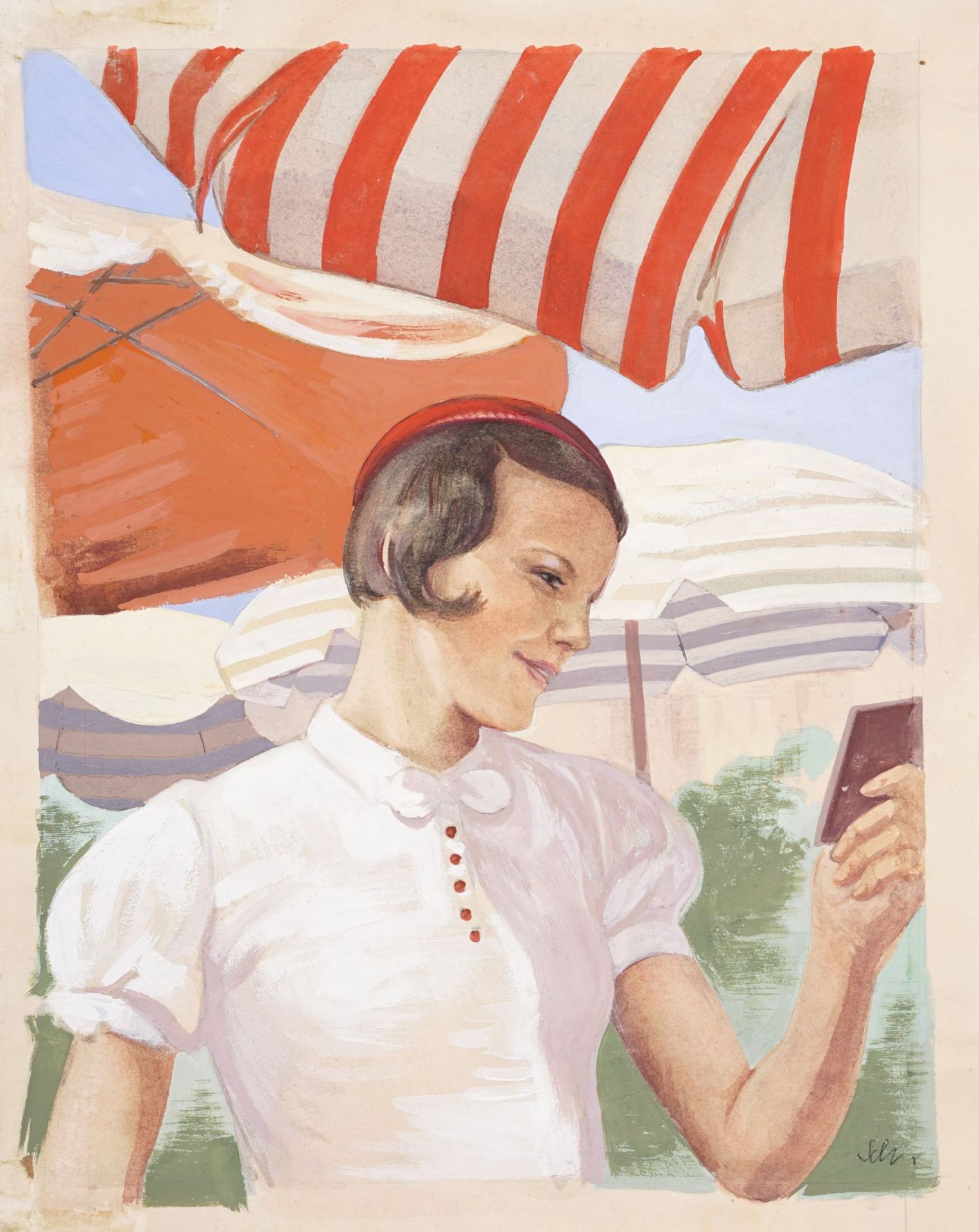 Kurt Schuster, Porträt Dora Schuster (geb. Roth) in Salesel. Um 1930.