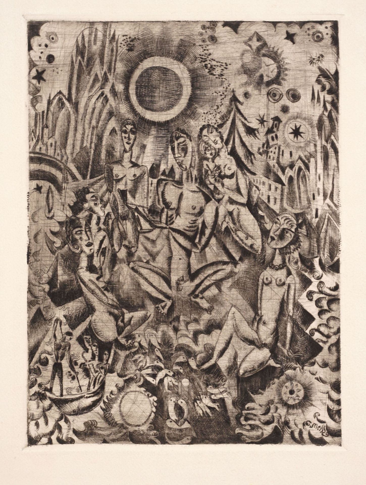 Carlo Mense "Variété / Akrobaten" / "Andacht". Um 1923/1919. - Bild 2 aus 2