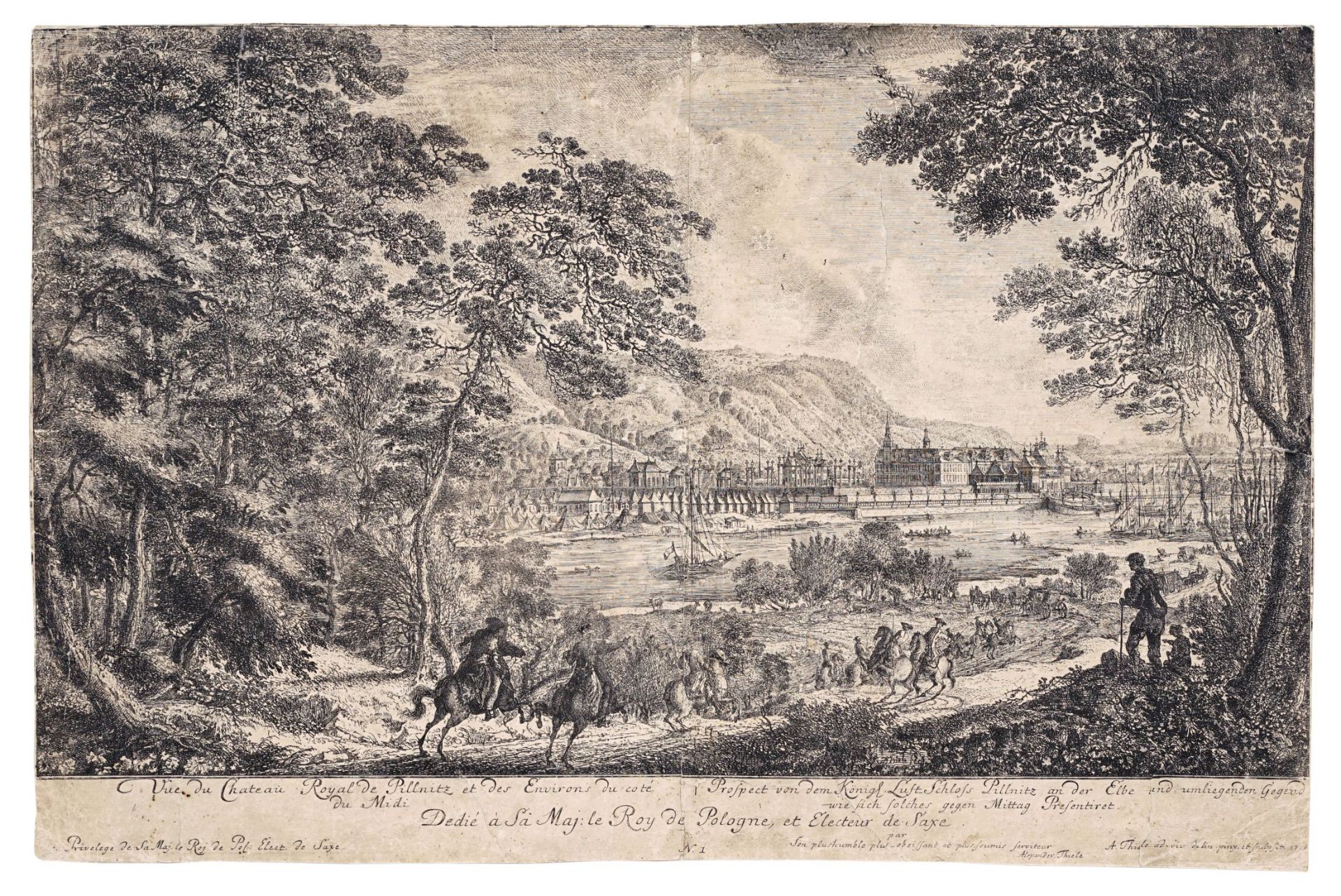 Johann Alexander Thiele "Vue du Chateau Royal de Pillnitz et des Environs du coté / du Midi / P...