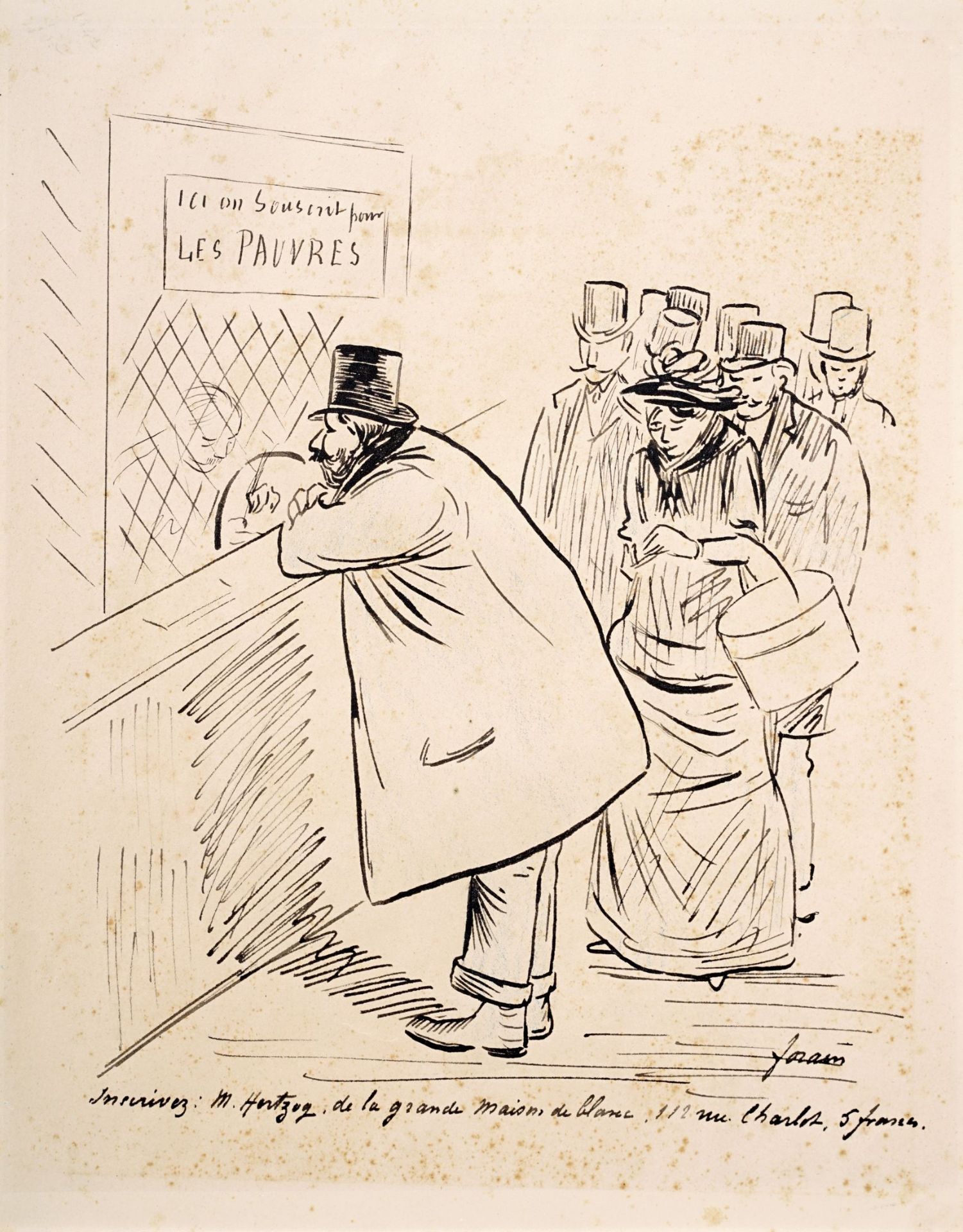 Jean-Louis Forain "Ici on Souscrit pour LES PAUVRES". Wohl um 1900.