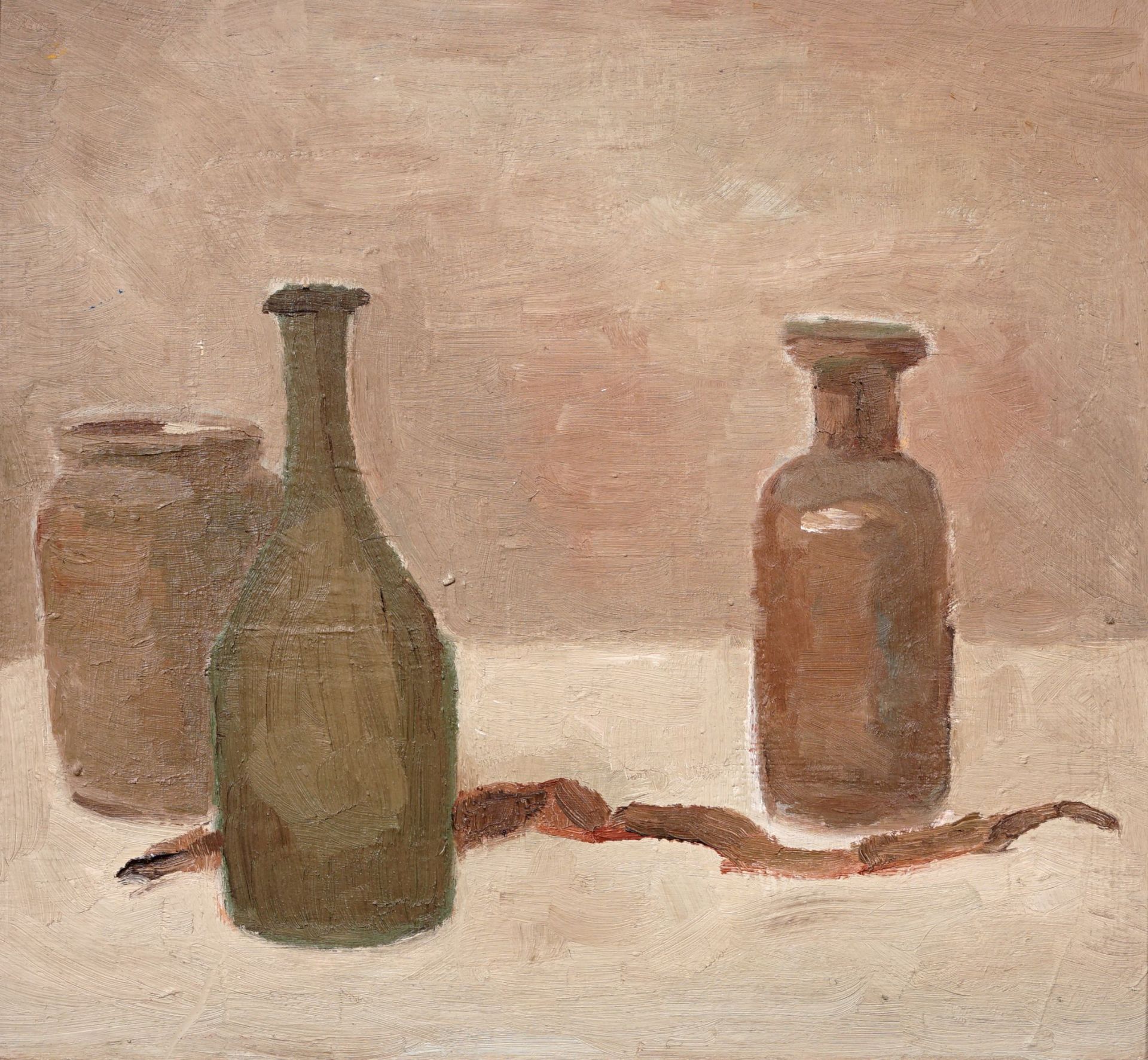Herbert Naumann, Stillleben mit drei Flaschen. 1986.
