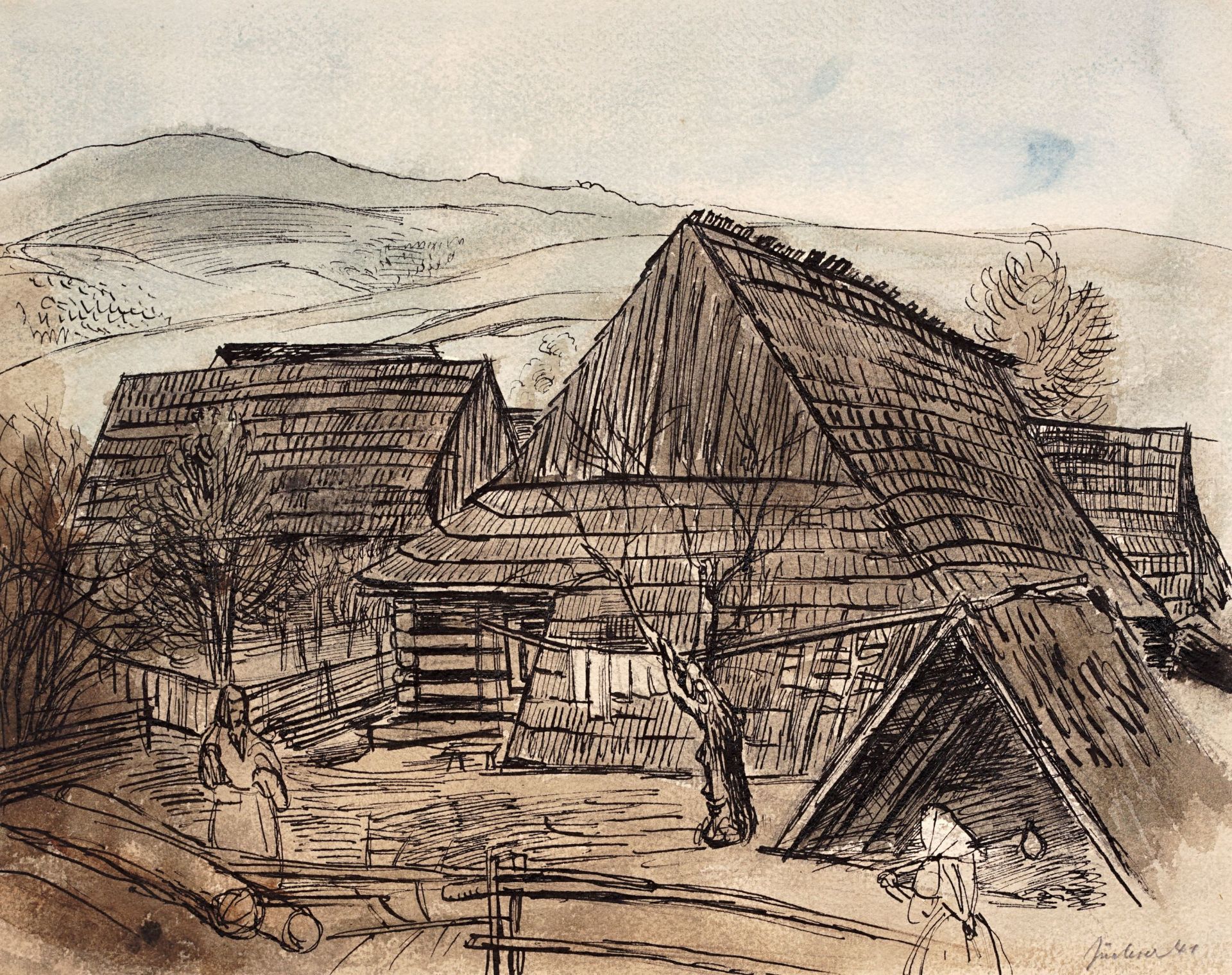 Hans Jüchser, Bauerngehöft. 1941.