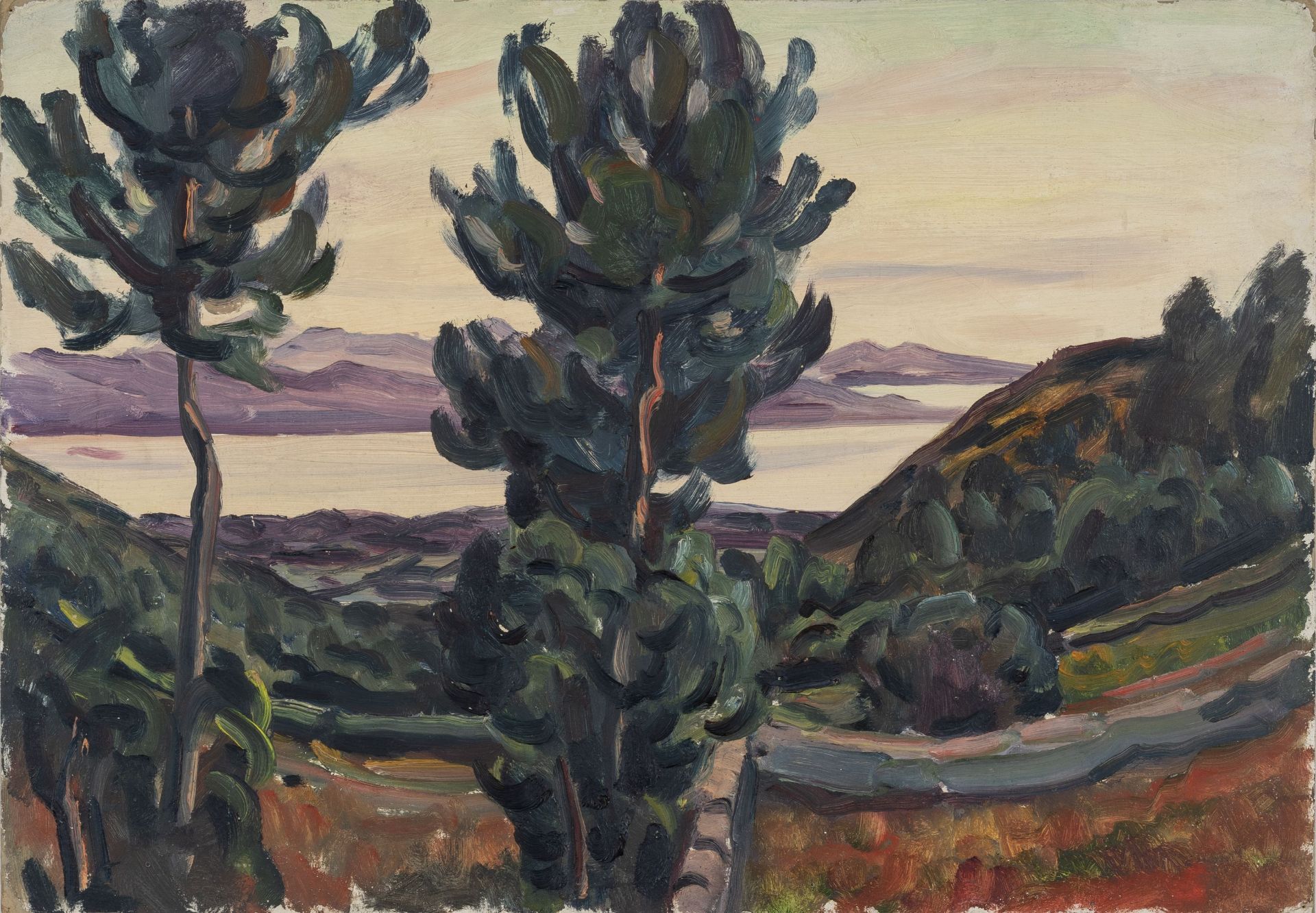 Joseph Fritz Zalisz, Oberitalienische Seenlandschaft. Um 1920.