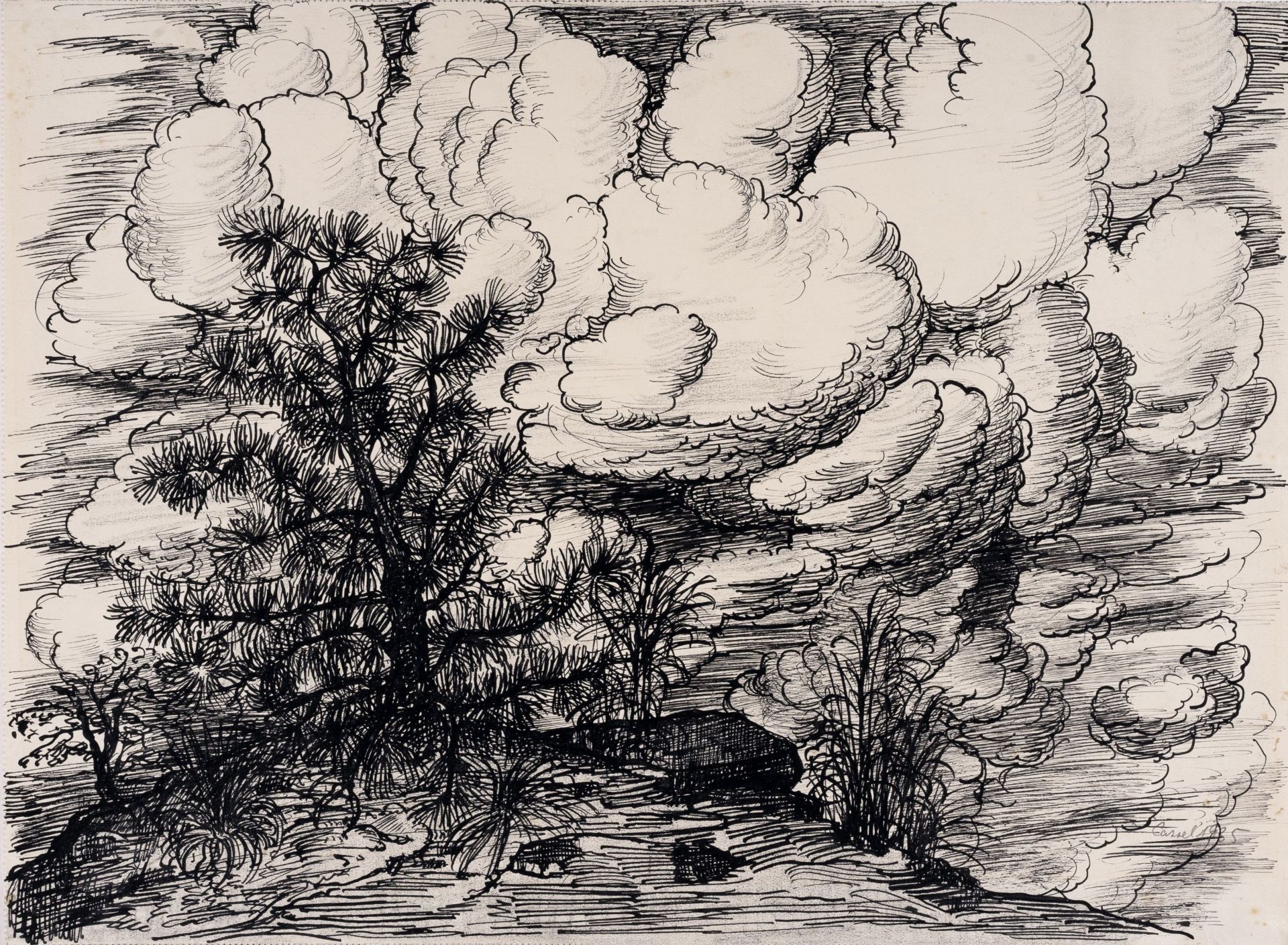Pol Cassel, Landschaft mit Kiefer. 1935.