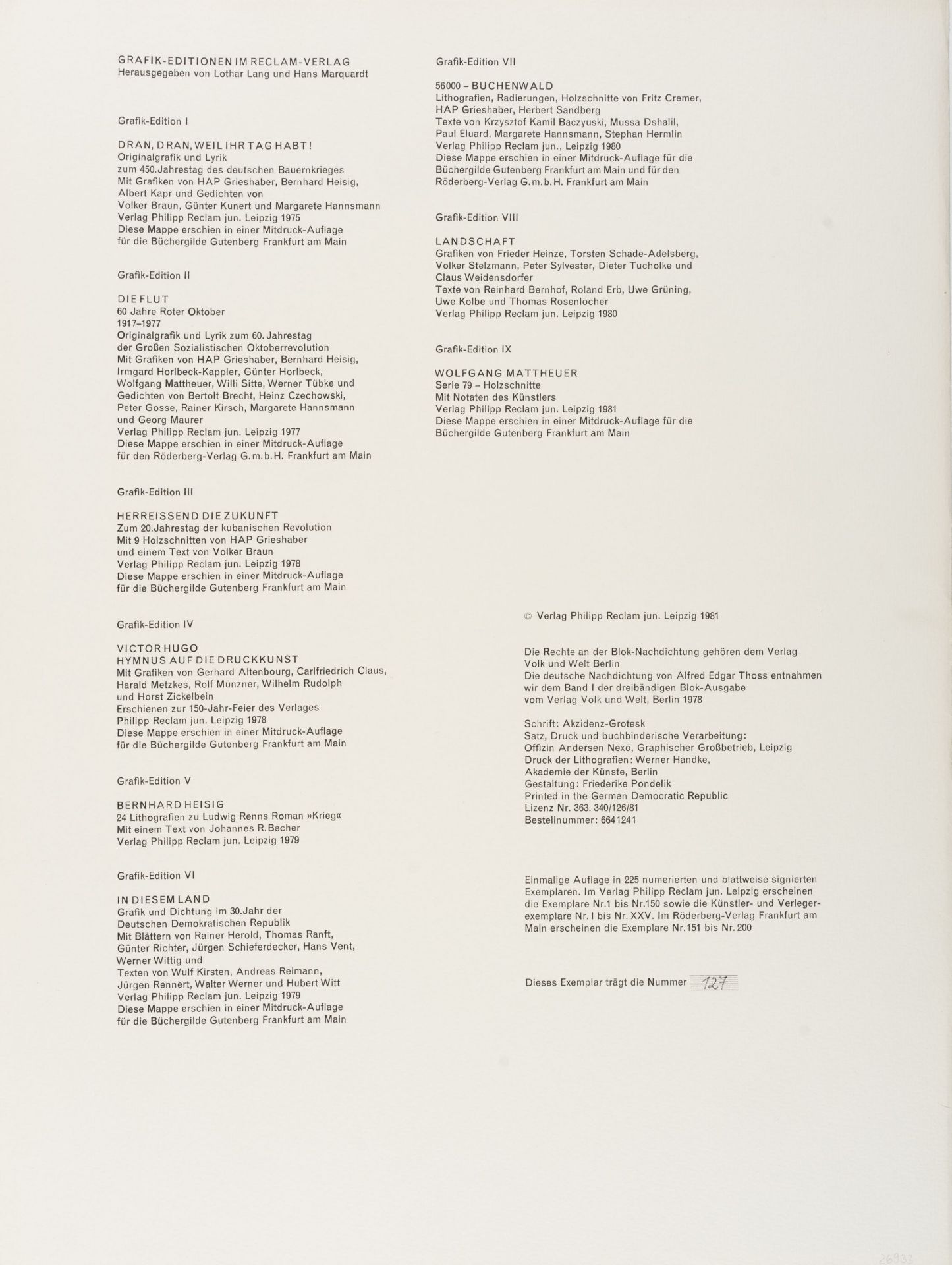 Fritz Cremer "Sechs Lithografien zu Alexander Bloks Poem 'Die Zwölf' ". 1981. - Image 4 of 10