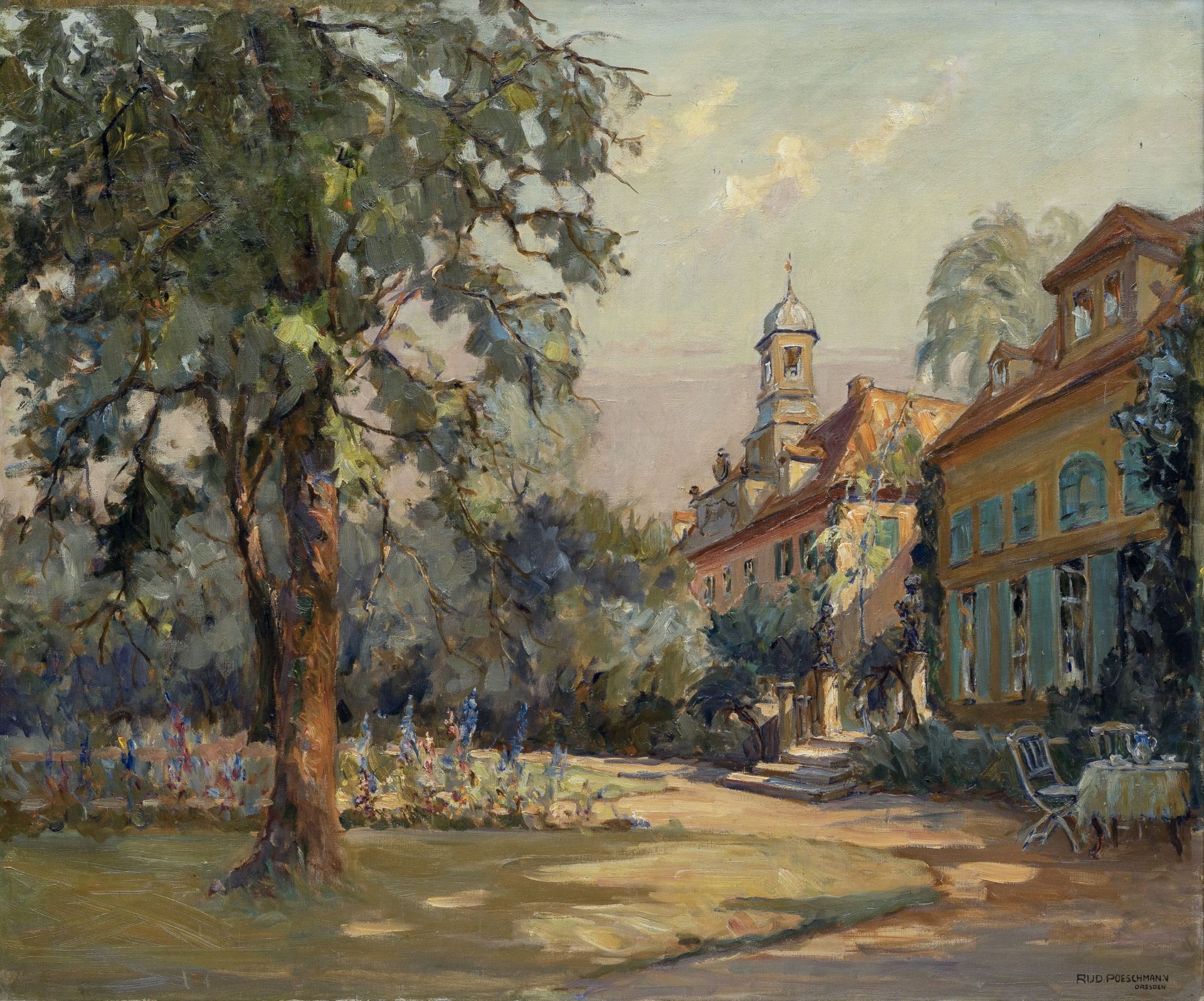 Rudolf Poeschmann, Radebeul – Blick auf die Villa Sorgenfrei. 1920er/1930er Jahre.