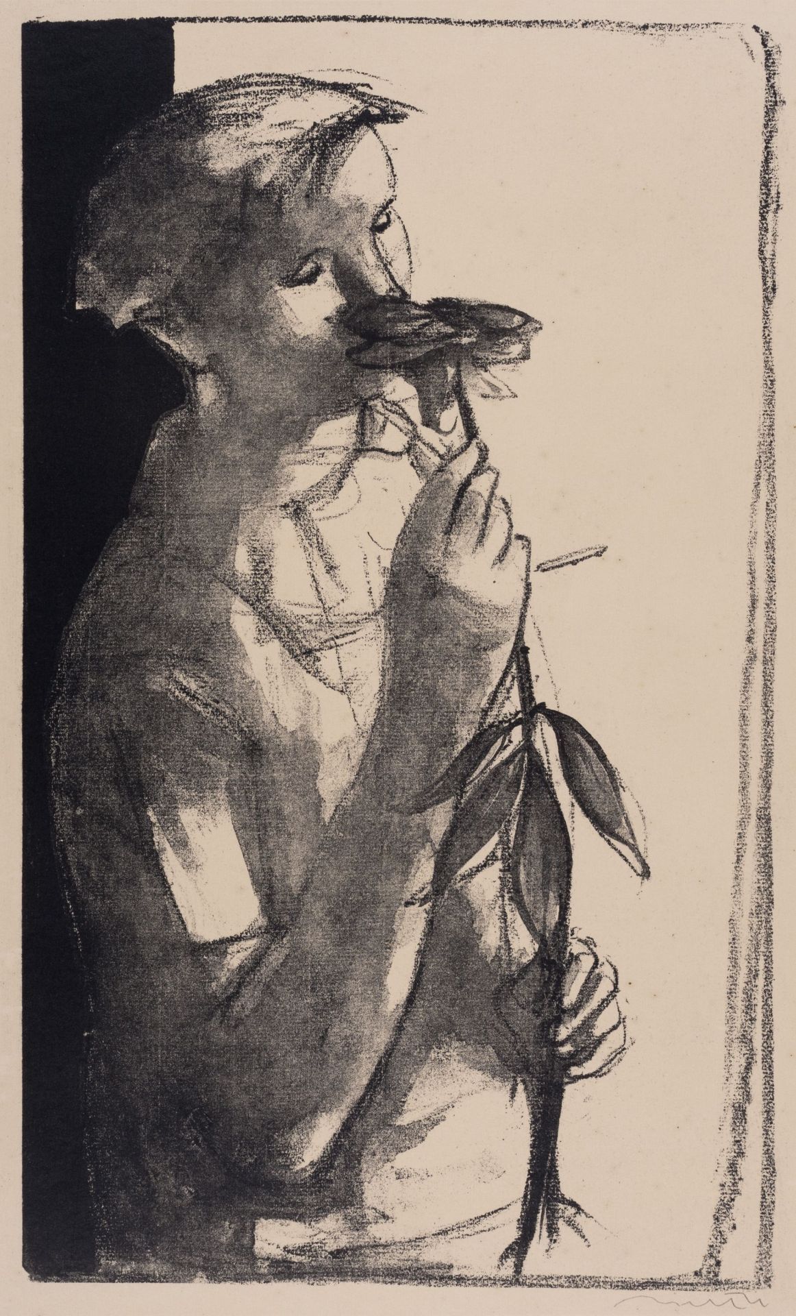 Hans Theo Richter "Mädchen mit Blume". 1953.