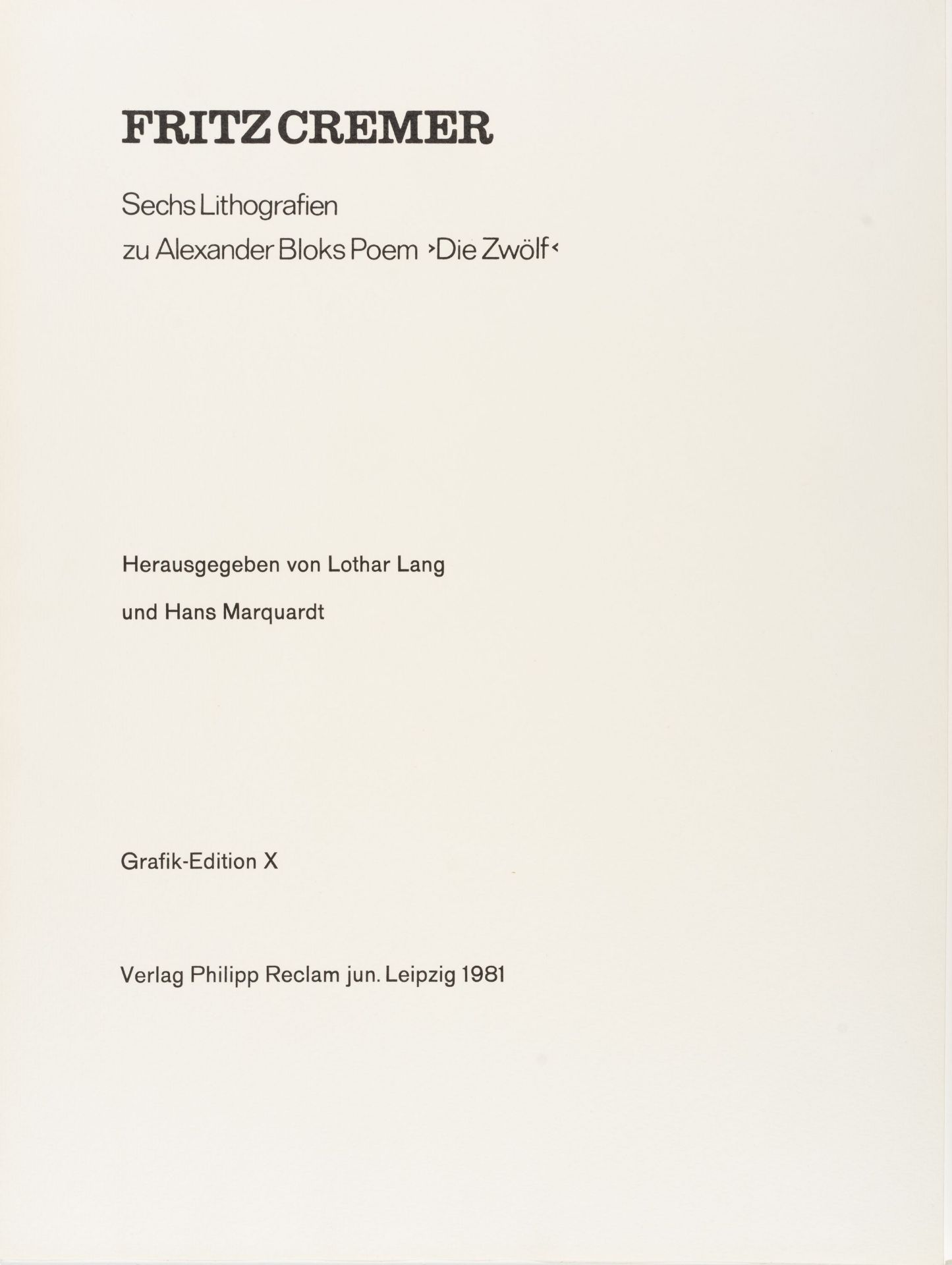 Fritz Cremer "Sechs Lithografien zu Alexander Bloks Poem 'Die Zwölf' ". 1981. - Image 3 of 10