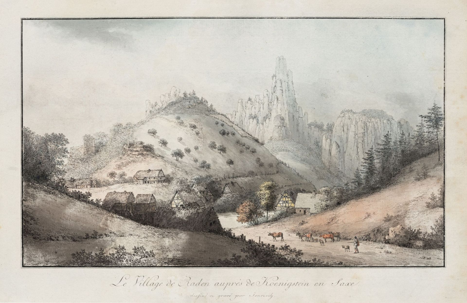 Johann M. Gottfried Jentzsch "Le Village de Raden auprés de Koenigstein en Saxe". Um 1800.