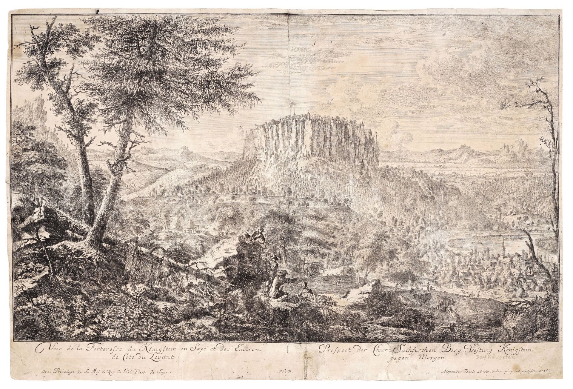 Johann Alexander Thiele "Vue de la Forteresse du Königstein en Saxe et des Environs / Prospect ...