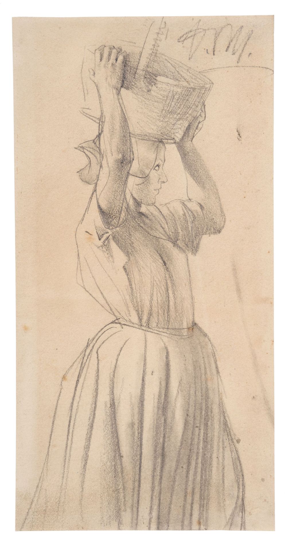 Adolph von Menzel, Korbtragendes Mädchen (Sophie Koch). 1847/1848.