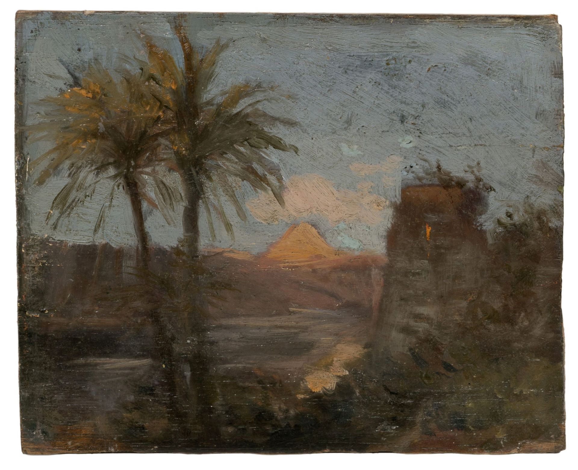 Karl Paul Themistokles von Eckenbrecher (zugeschr.), Ägypten – Pyramide im Abendlicht. Wohl Mit...