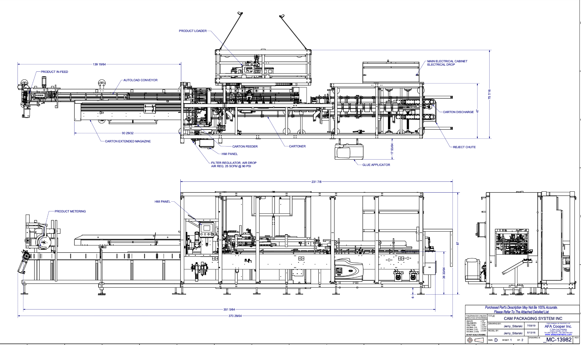 (Located in Leamington, ON, CA) Cam Packaging Systems Case Erector/ Autocartoner - Image 3 of 3