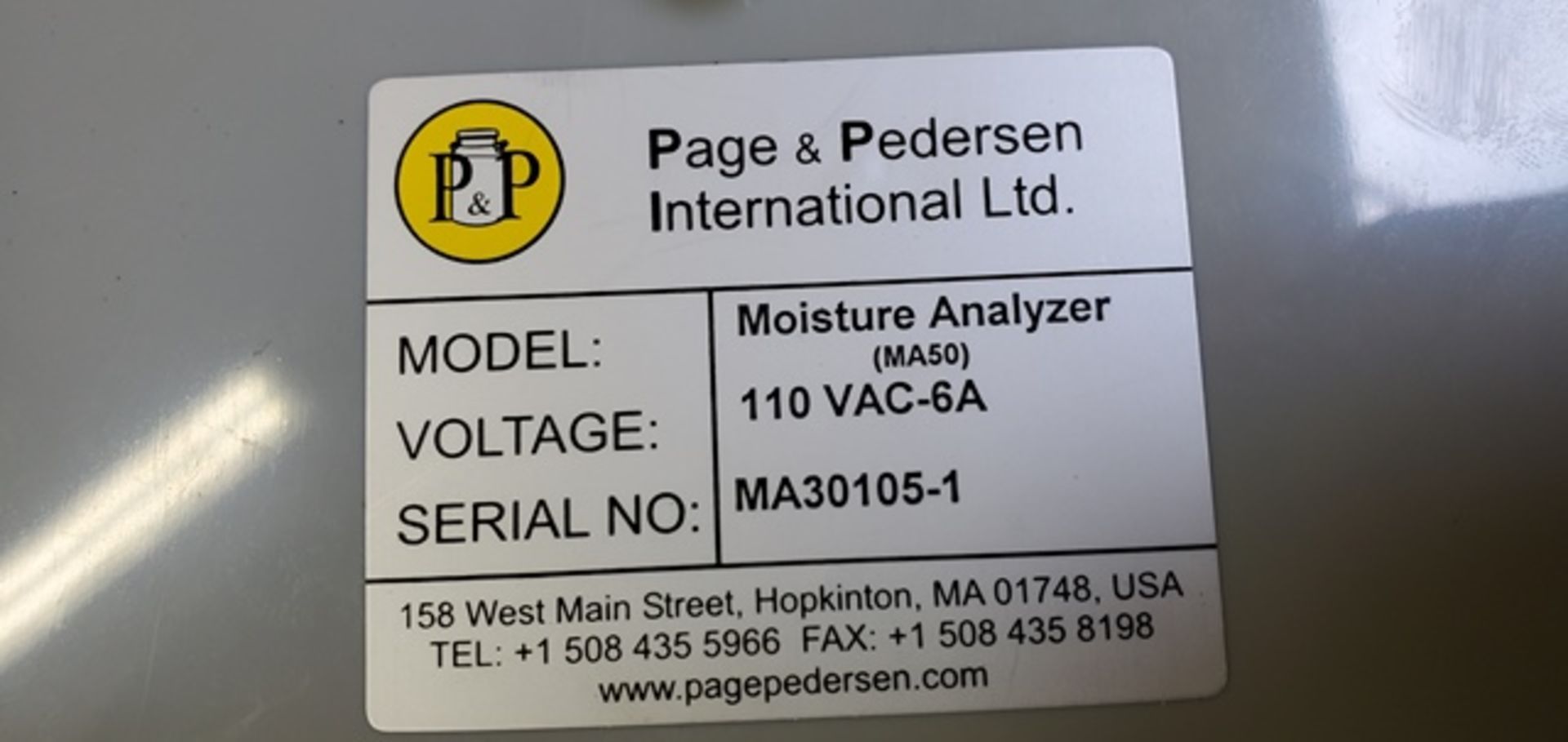 Page & Pederson MA50 Moisture Scale and Analyzer, SN MA30105-1 - Image 3 of 3