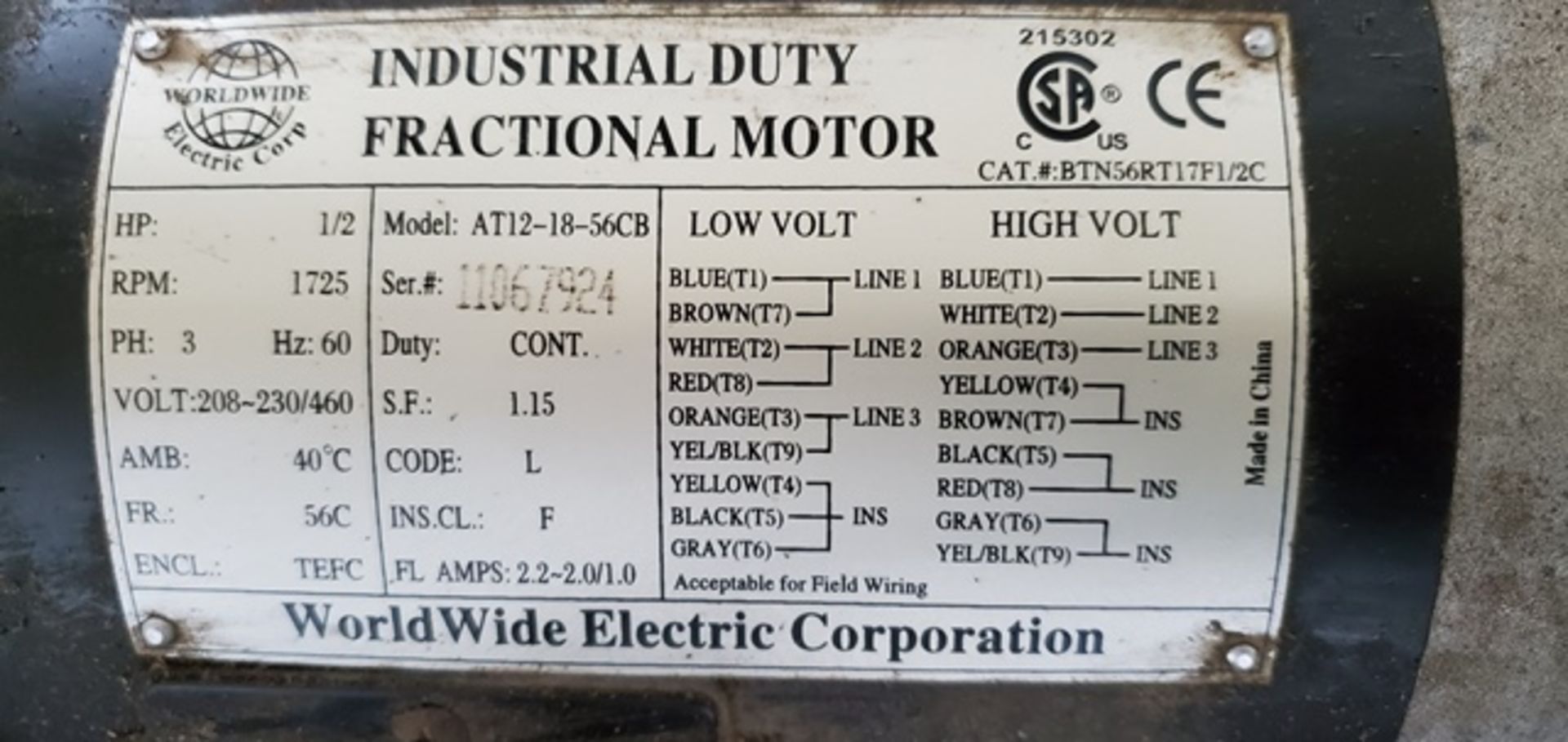 Gast Vacuum Pump with 1/2HP Worldwide Electric Motor - Image 4 of 12