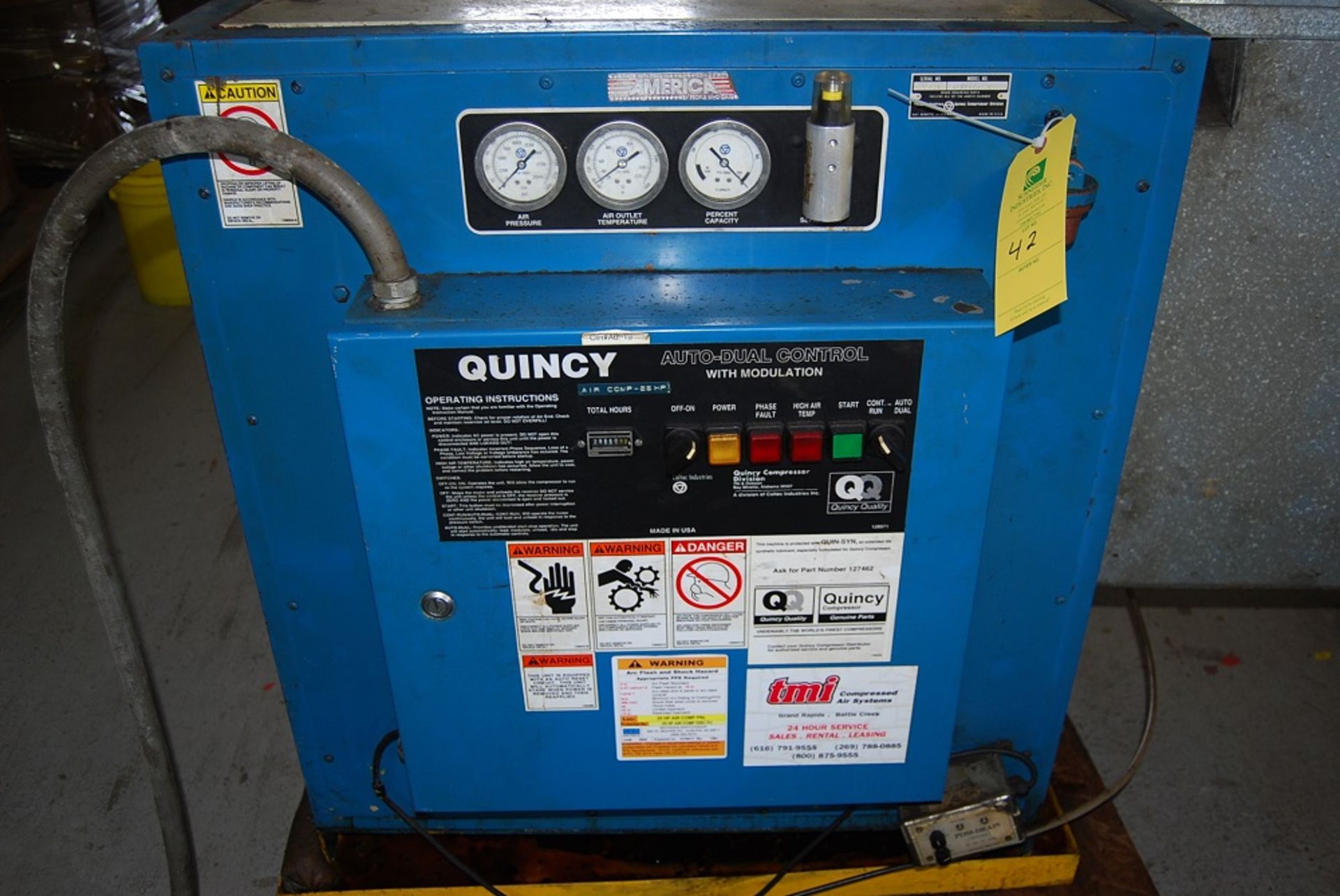 Quincy Air Compressor, Model: QMBFACA32C, SN: 82321, foot Print: 42" x 58" x 38" tall, Pallet: 4 - Image 7 of 10