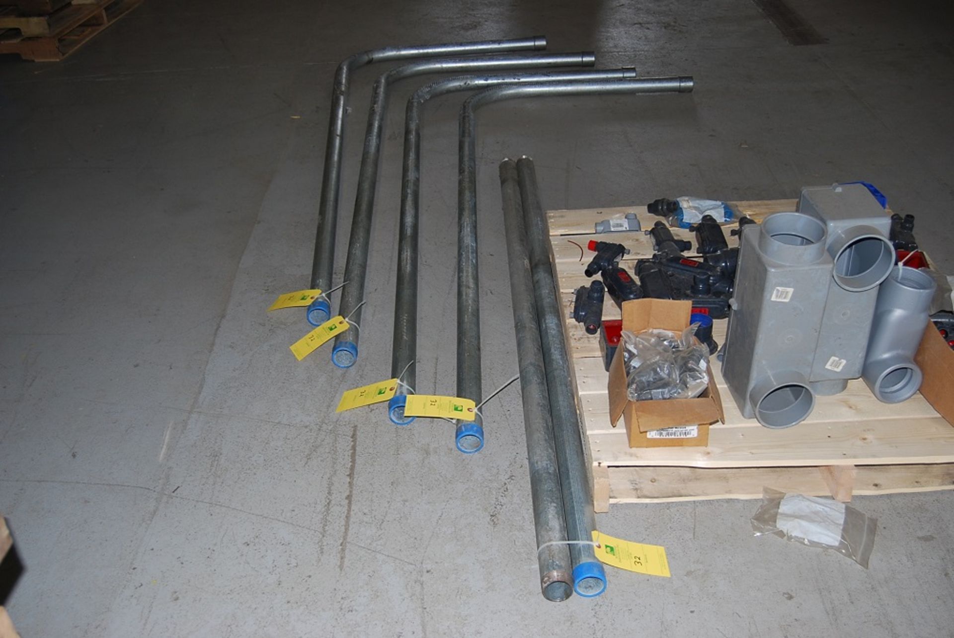 Electrical Conduit 2" Metal, (4) 90 degree sweeps, (2) 6'4" long straights Pallet of Miscellaneous c - Image 5 of 6