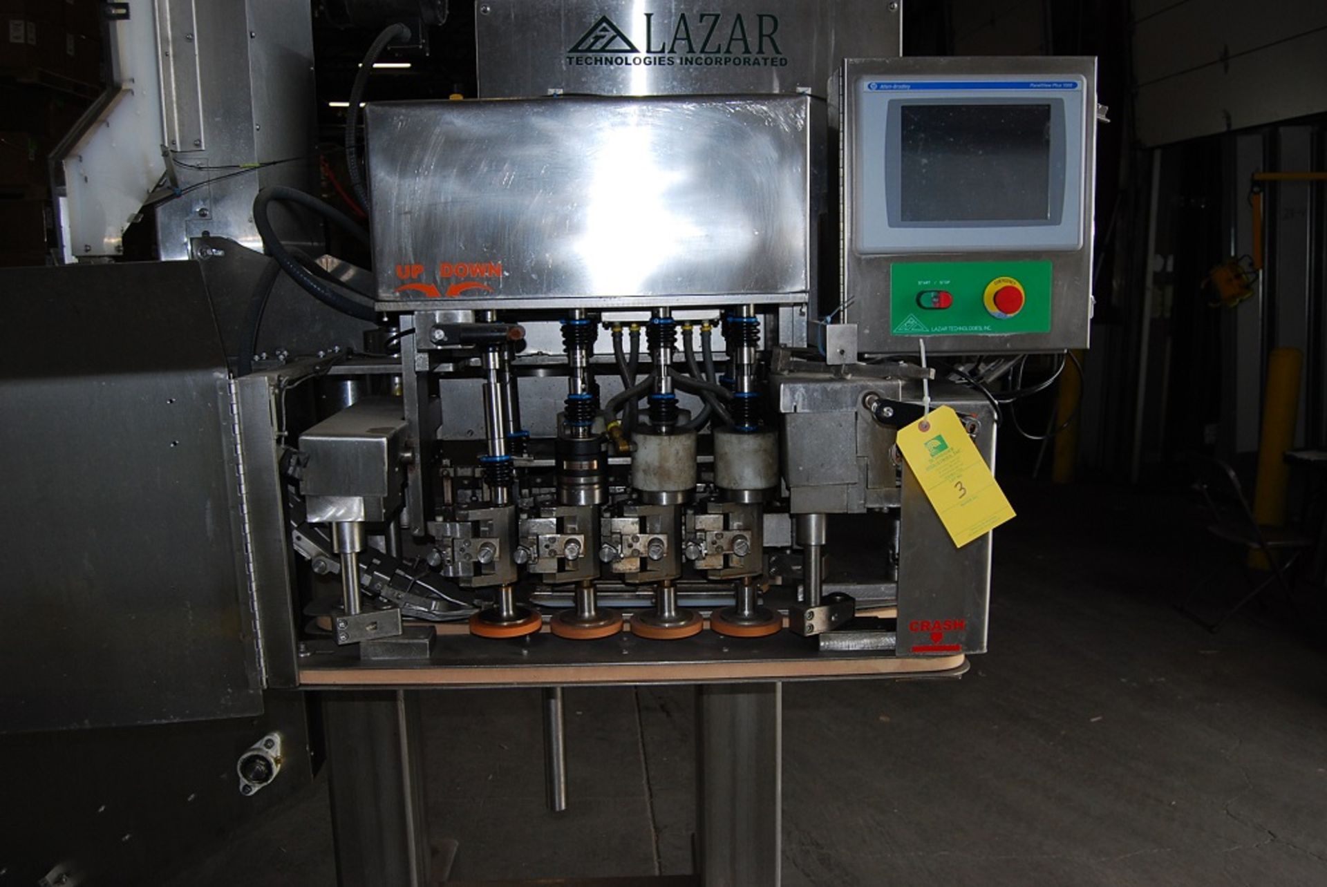 Lazar In-Line Capper, Model: LC40-LCES-15-145, SN: 10532, Set Up 83 mm cap, 480 volts 3 phase, Foot - Image 8 of 8