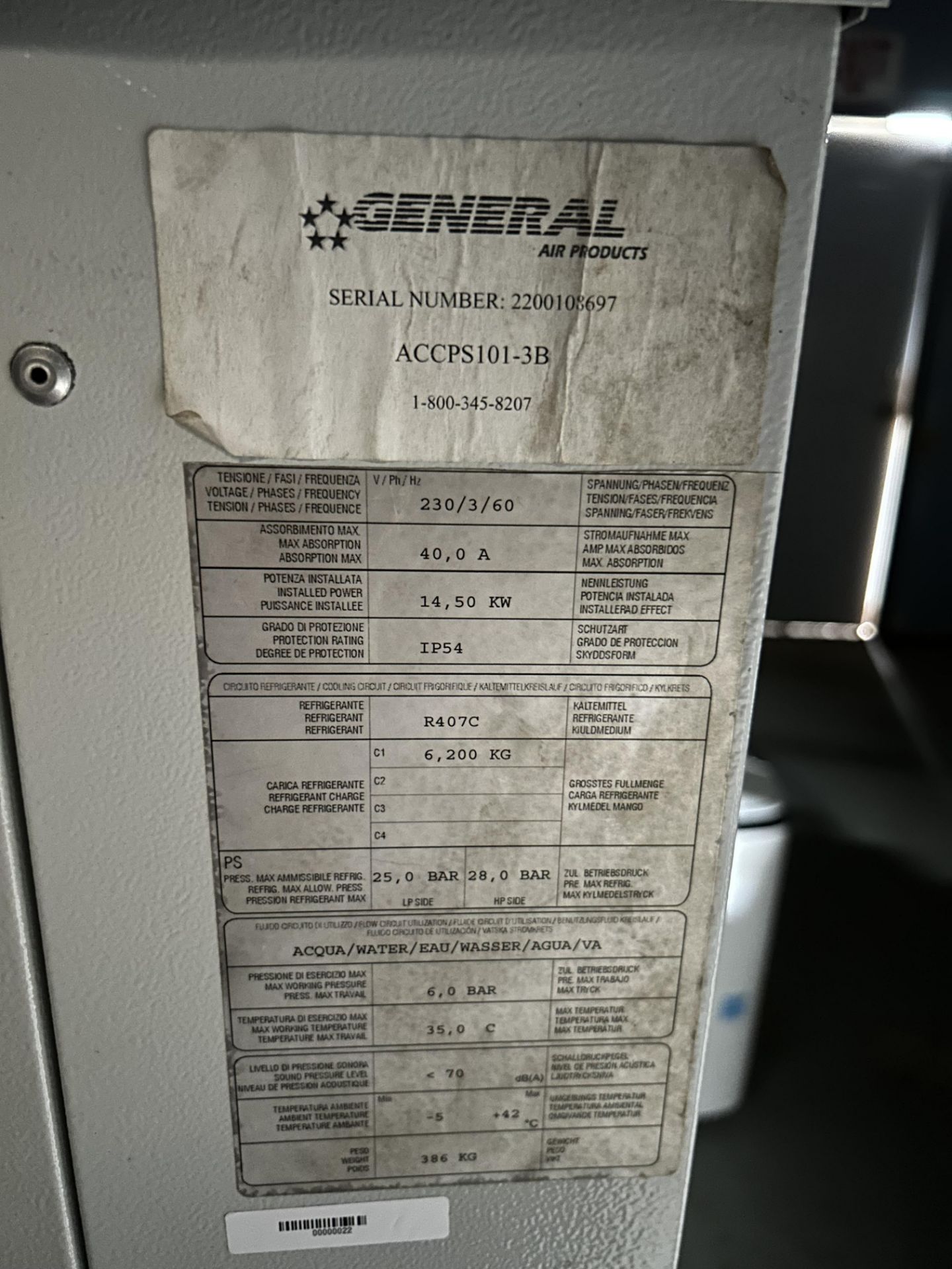 General Air Products Air Cooled Chiller - Image 2 of 5