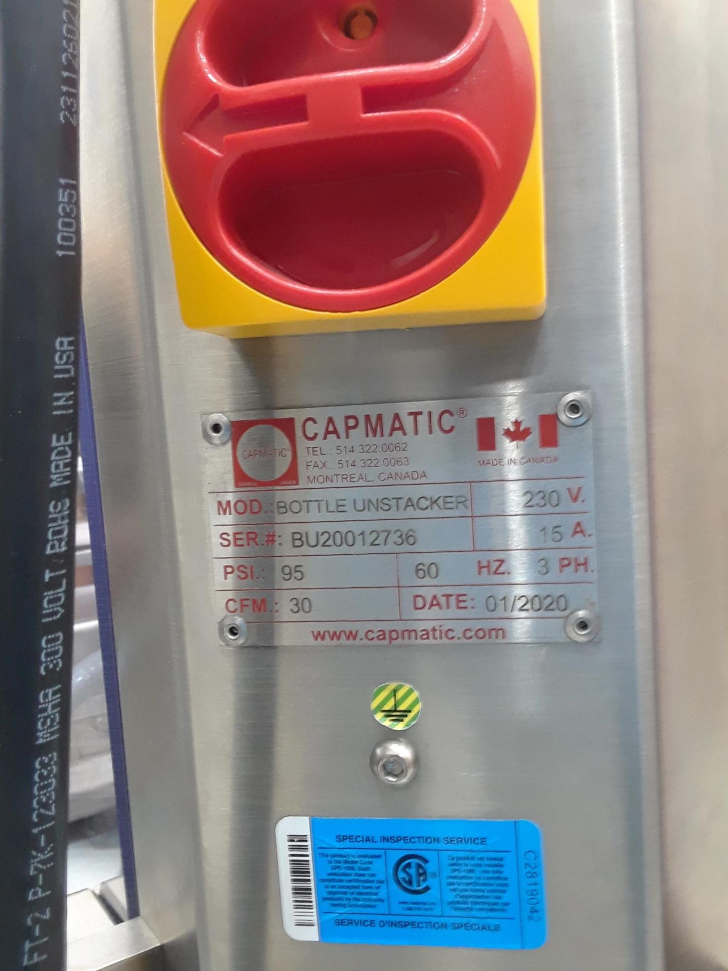 (Located in Acheson, AB, CA) Capmatic Bottle Unstacker, Serial# BU20012736 - Image 3 of 3