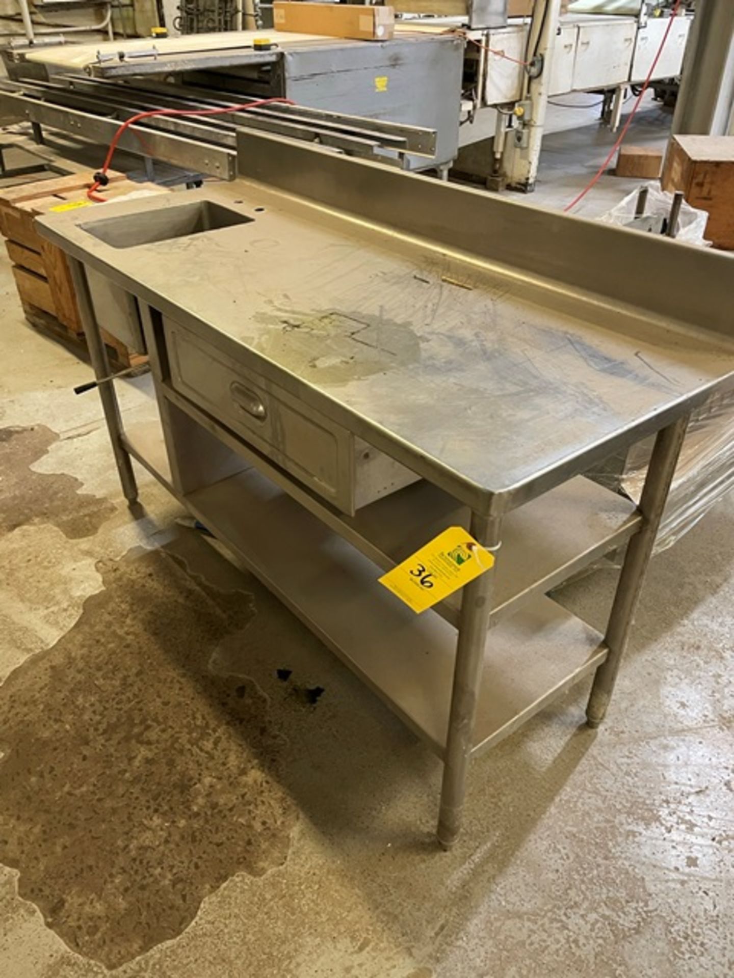 Stainless Steel Table w/Drawer & Sink Basin, 32" x 60" Length