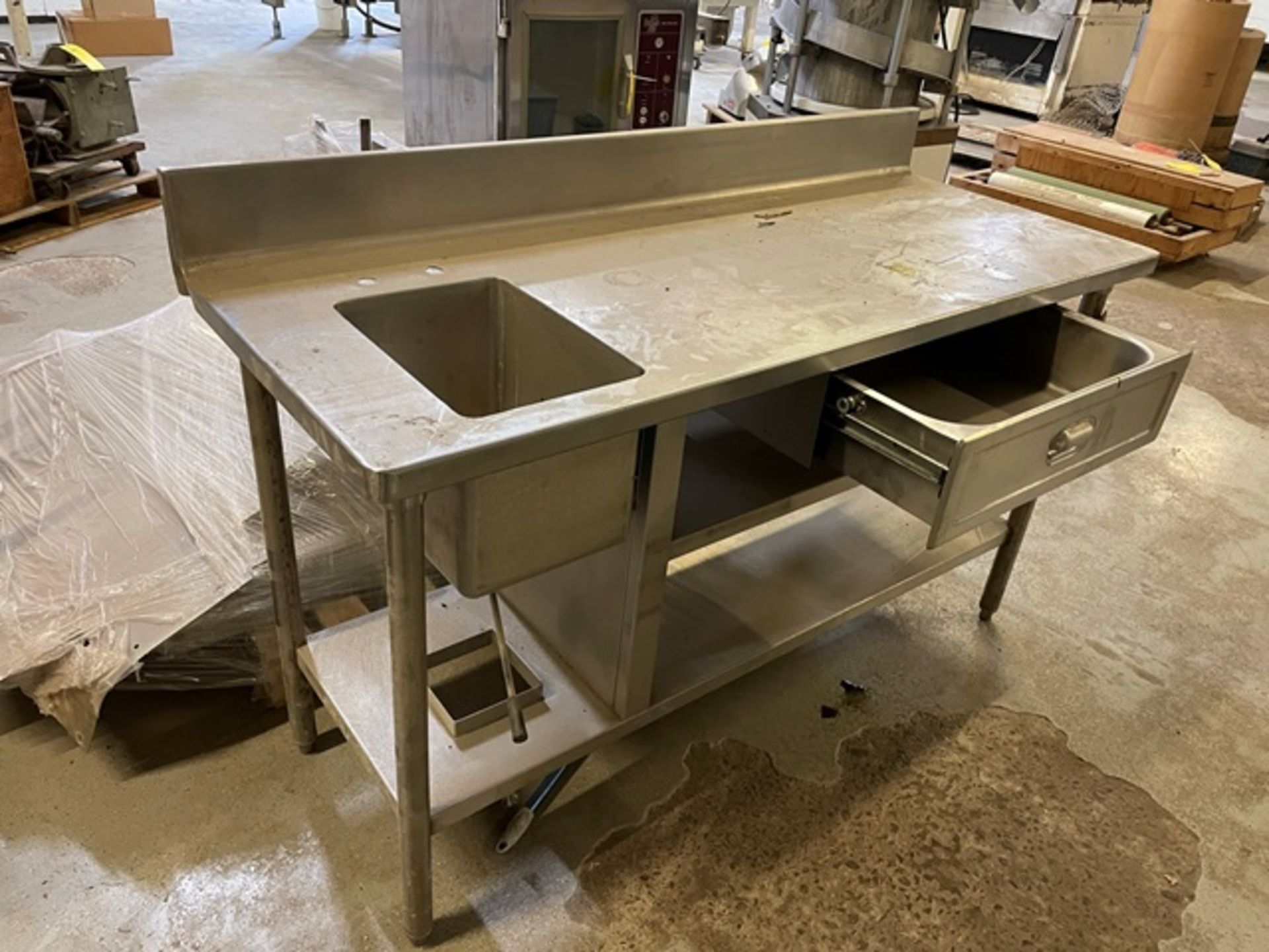 Stainless Steel Table w/Drawer & Sink Basin, 32" x 60" Length - Image 2 of 3