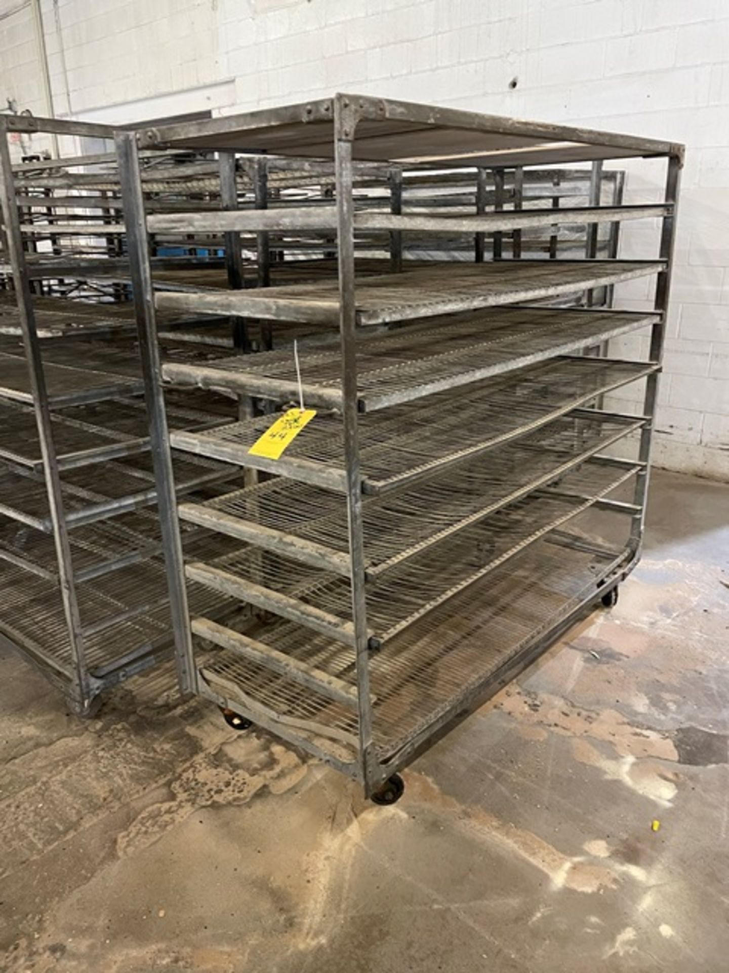 Qty. (6) Steel Shelf Type Racks w/4-Wheel Base