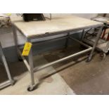 Stainless Steel Table w/Poly Top, 60" x 30" Wheel Base