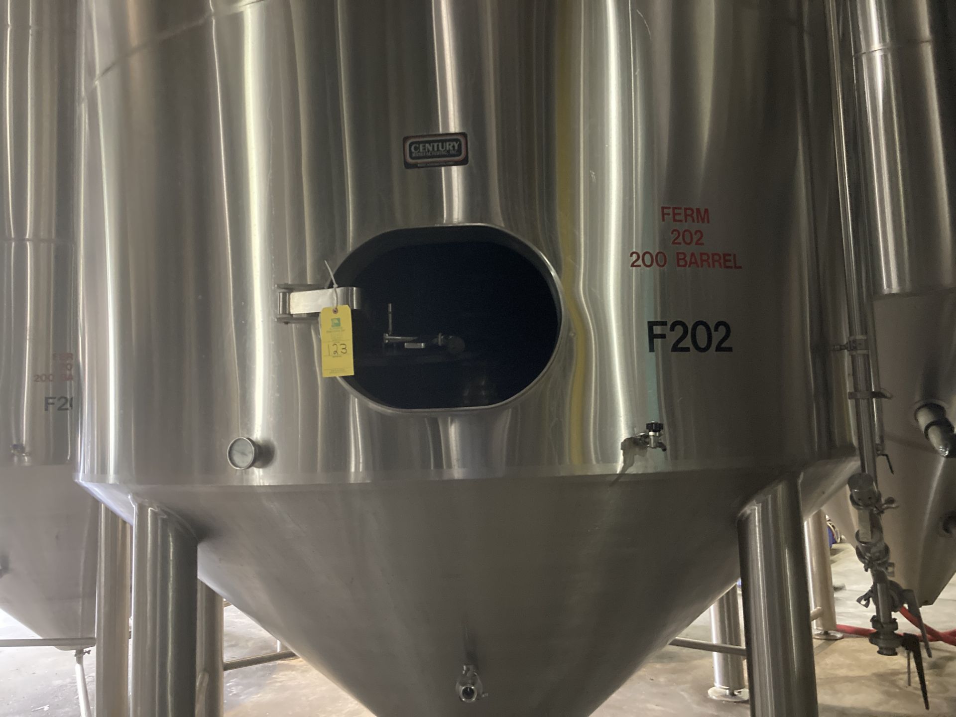 Century 200 bbl stainless steel cone bottom glycol jacket insulated fermenter tank, serial 1366-01A, - Image 2 of 3