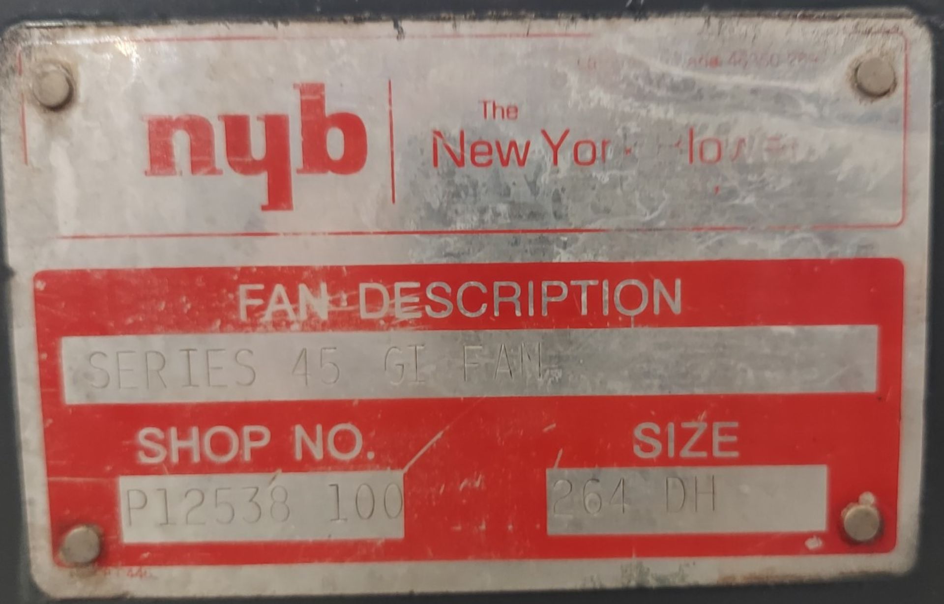 SIZE 264 DH NEW YORK BLOWER. SHOP NUMBER P12538-100. NEW SURPLUS - Image 6 of 8