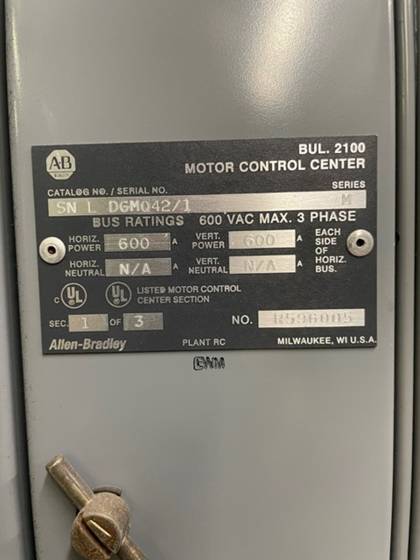 Allen Bradley Centerline Motor Control Center, Rigging & Loading Fee: $1000 - Image 2 of 2