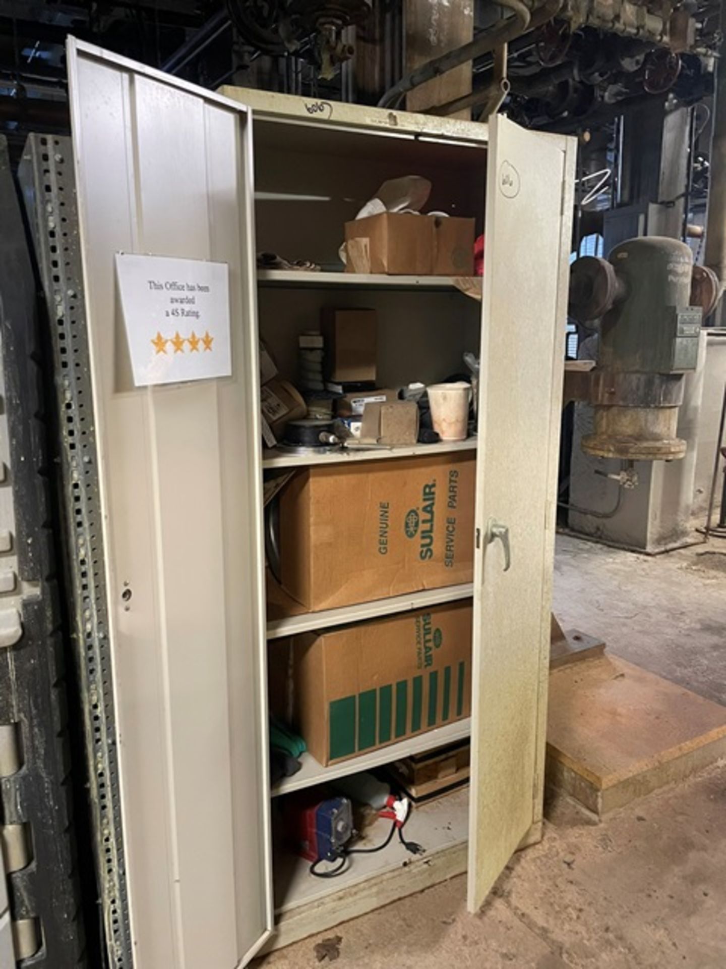 Plant Support - 2-Door Cabinet w/Assorted Sullair Parts, Rigging & Loading Fee: $100