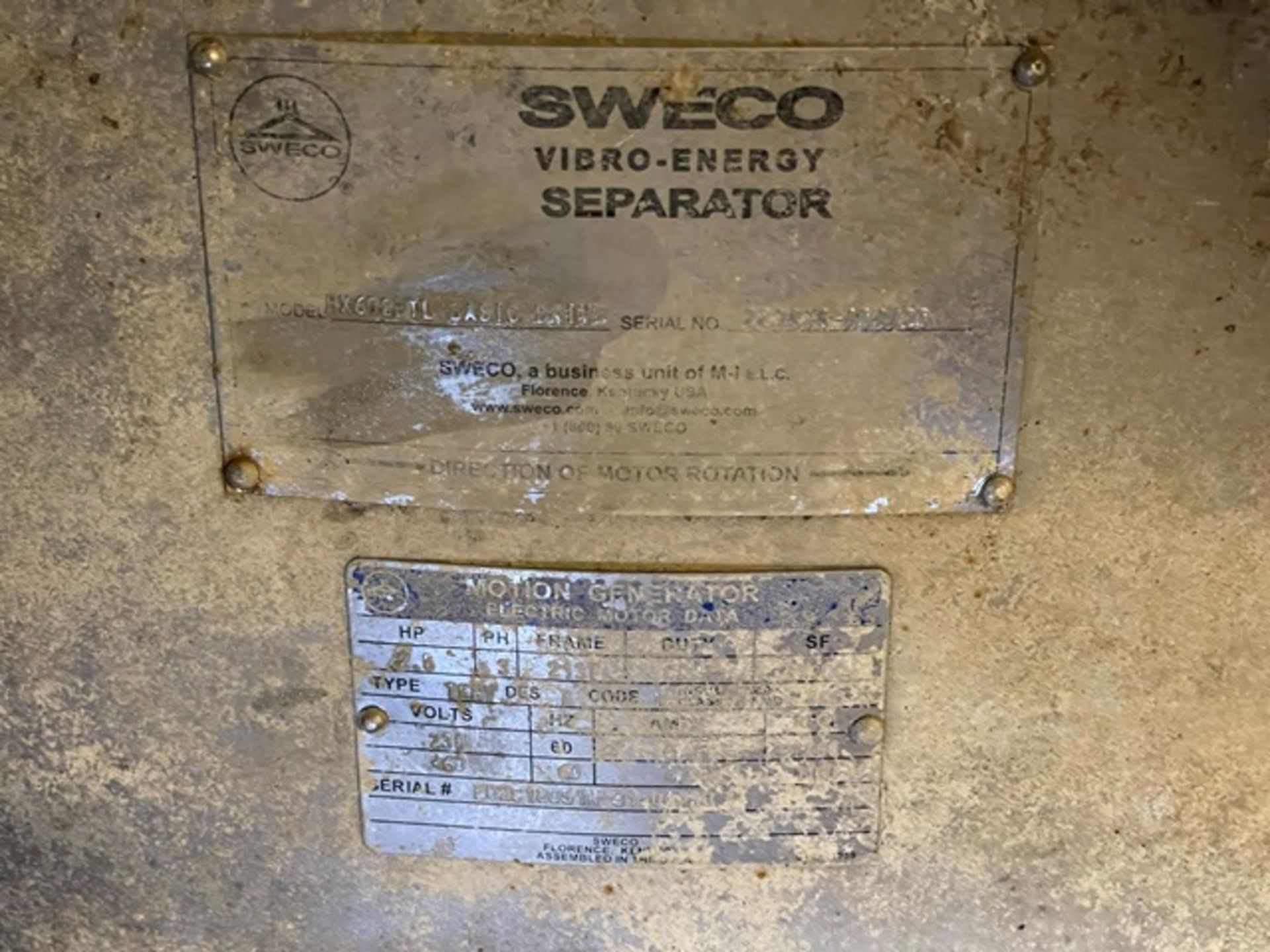 Sweeco Number 4 Vibro Energy Separator, Model HS60SBTL, Rigging & Loading Fee: $1400 - Image 2 of 2