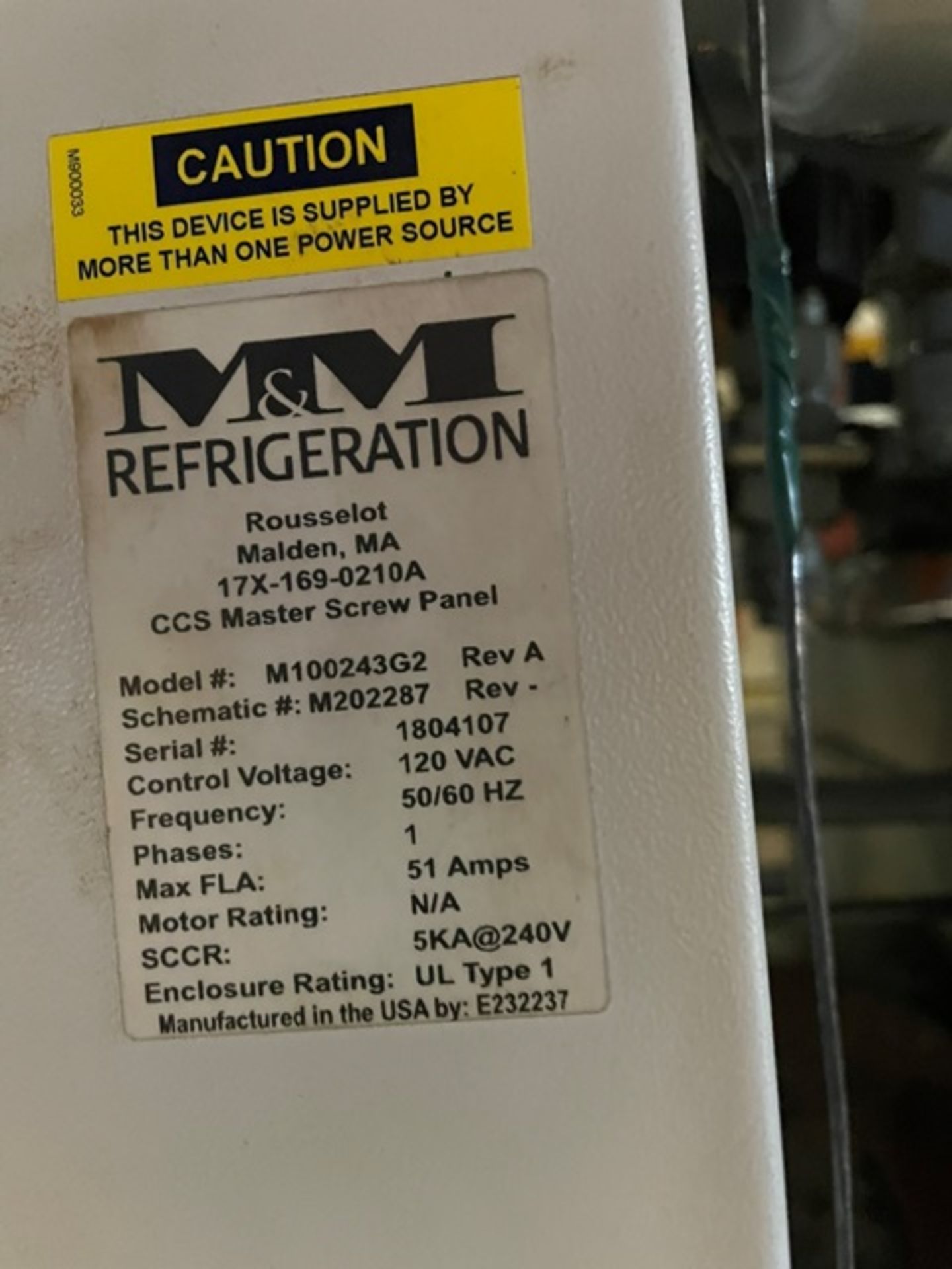 MM Refrigeration Chiller, Model #M100243G2 - Image 3 of 5