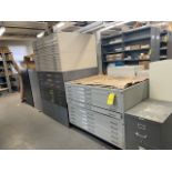 Office Support Consisting of Section of Flat Files, (6) File Cabinets, Assorted, (1) Shelf Unit