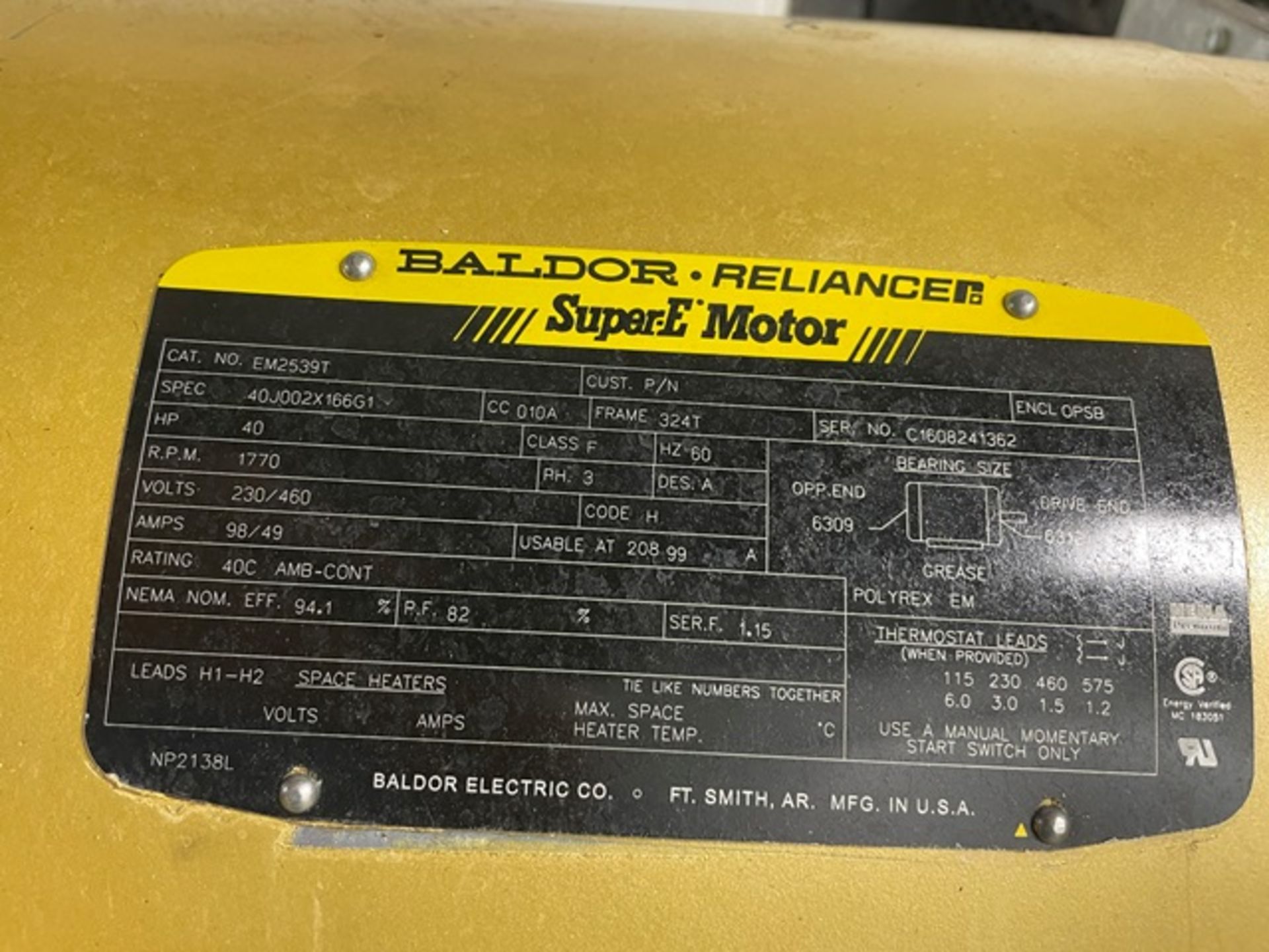 Baldor 40 HP Motor & Blower Unit, Includes Powerflex 753 Control - Image 2 of 2
