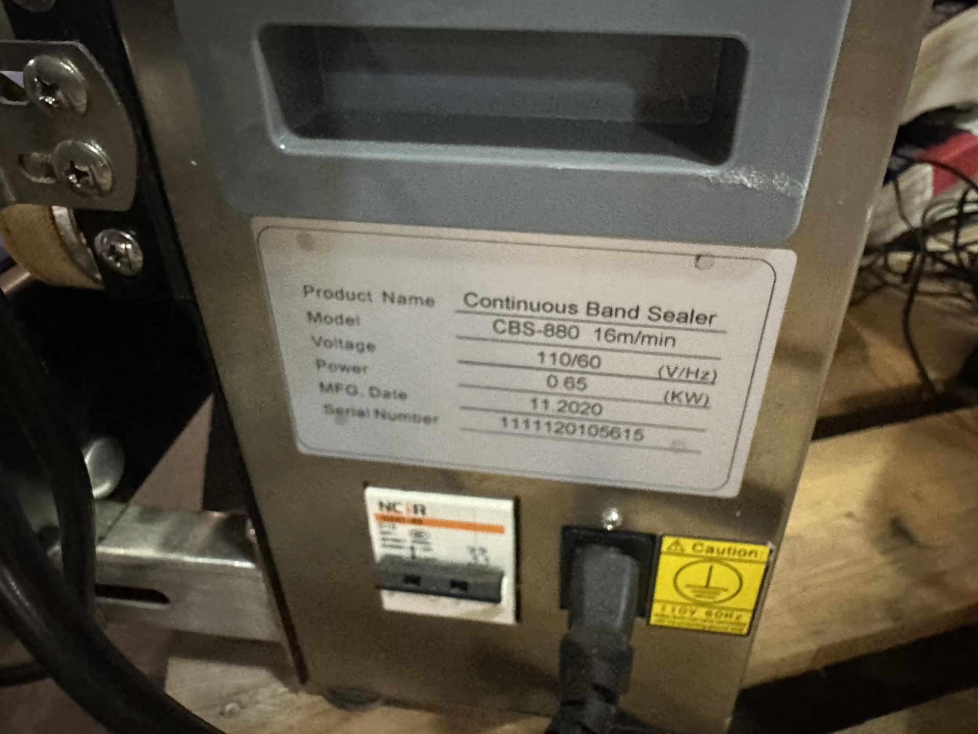 (Located in Quincy, FL) Continuous Band Sealer, Model# CBS-880, Serial# 1111120105615, 110V; Bag - Image 9 of 10