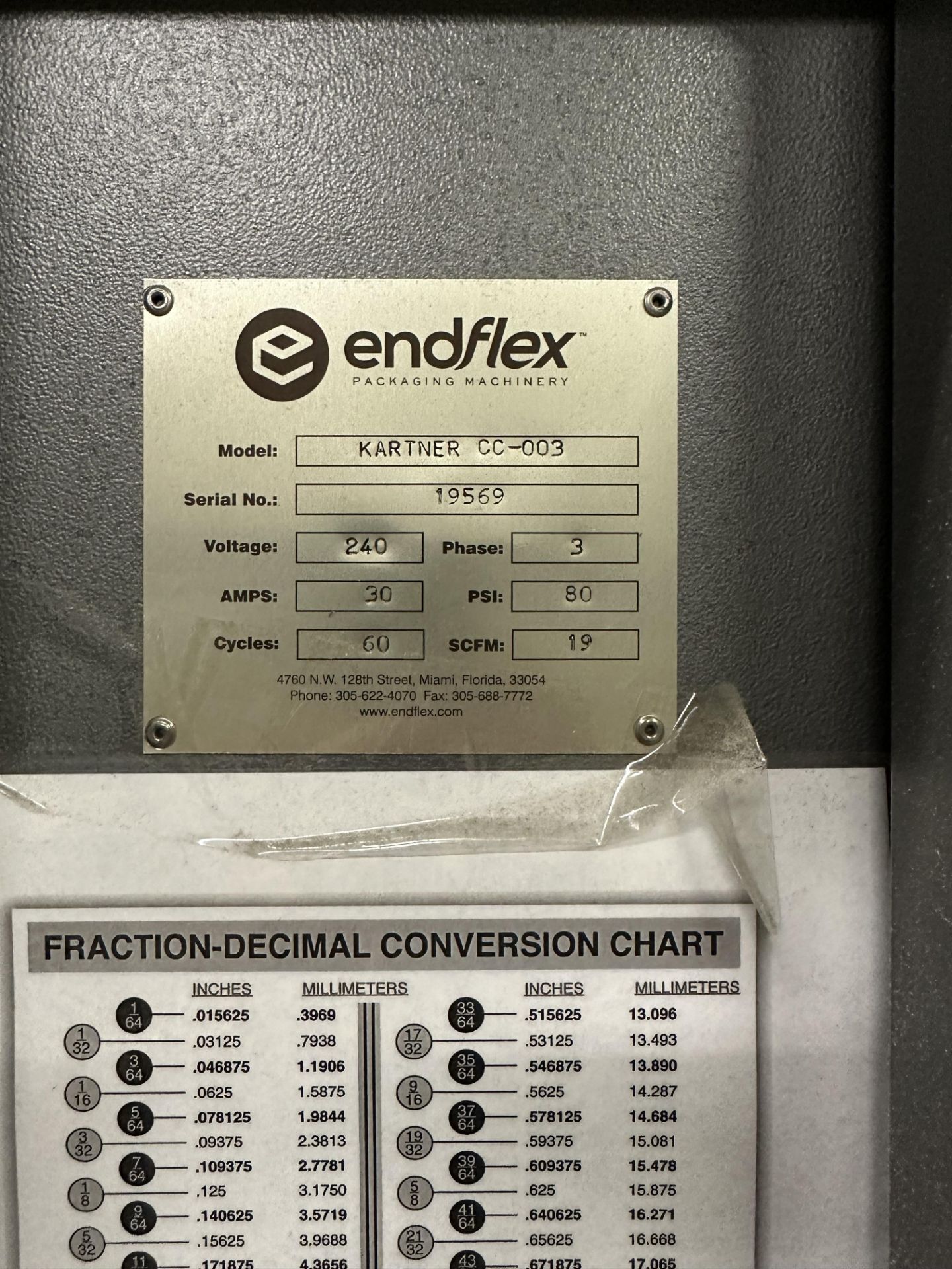 (Located in Quincy, FL) Endflex Packaging Machine, Model# KARTNER CC-003, Serial# 19569, 240V - Image 5 of 9