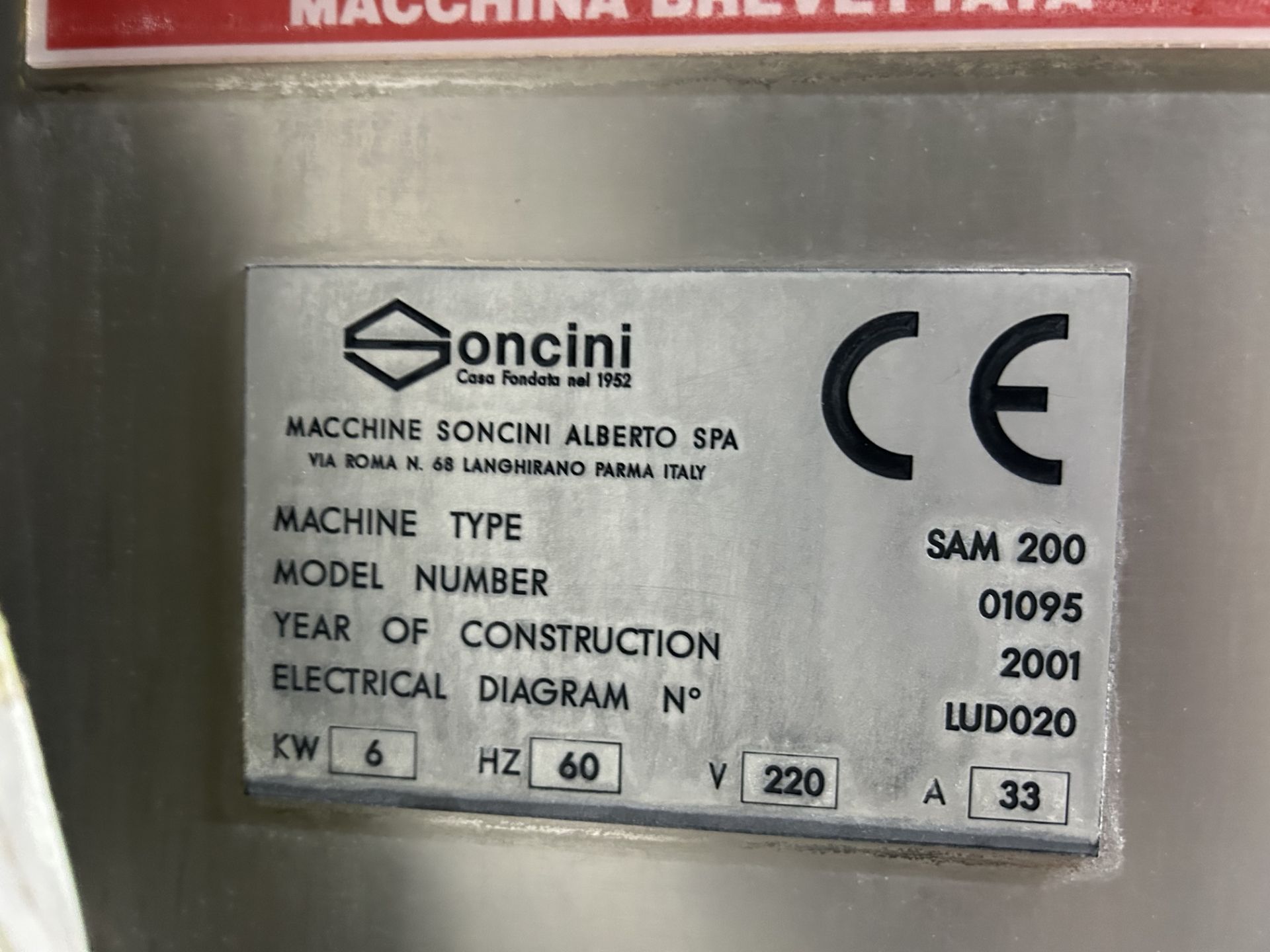 Sonicini Ham Processing Machines (Salting/messaging), Model #01095, Machine Type Sam 200, DOM 2001 - Image 4 of 4