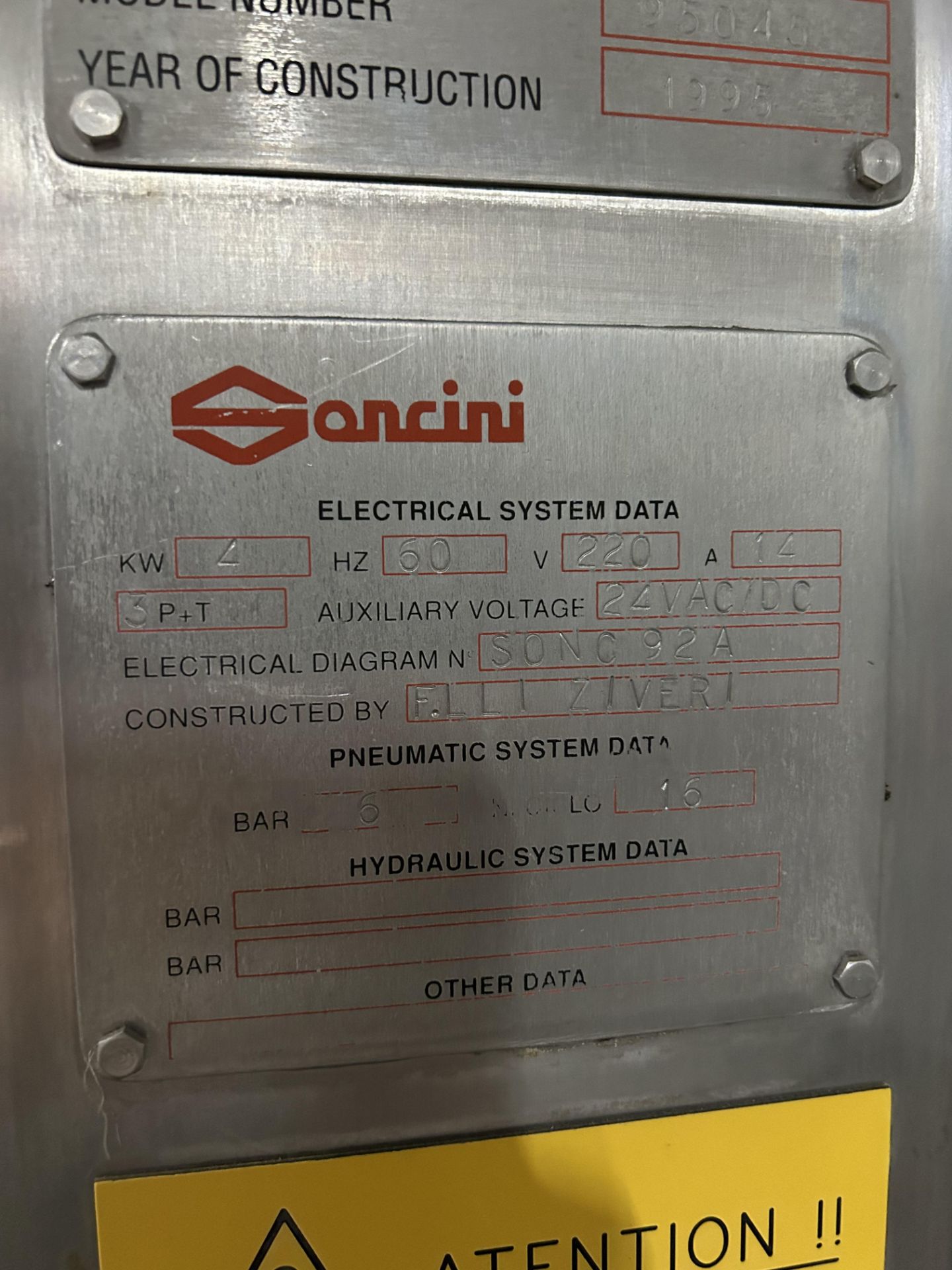 Soncini Messaging Machine , 4KW, 60Hz, 220V, 14A, Model No. 95045 - Image 2 of 5