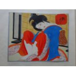 Shunga erotische Seidenmalerei