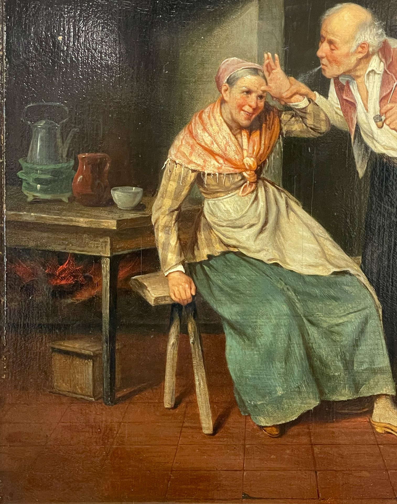 Ignace BRICE (1795 - 1866). Humorvolle Interieurszene mit einem älteren Ehepaar. - Image 5 of 20