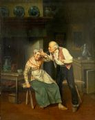 Ignace BRICE (1795 - 1866). Humorvolle Interieurszene mit einem älteren Ehepaar.