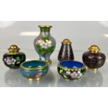 6-teiliges Konvolut Asiatika. Cloisonné-Technik. China. 20. Jahrhundert.