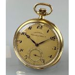 Herrentaschenuhr IWC. 750 Gelbgold. Chronometer.