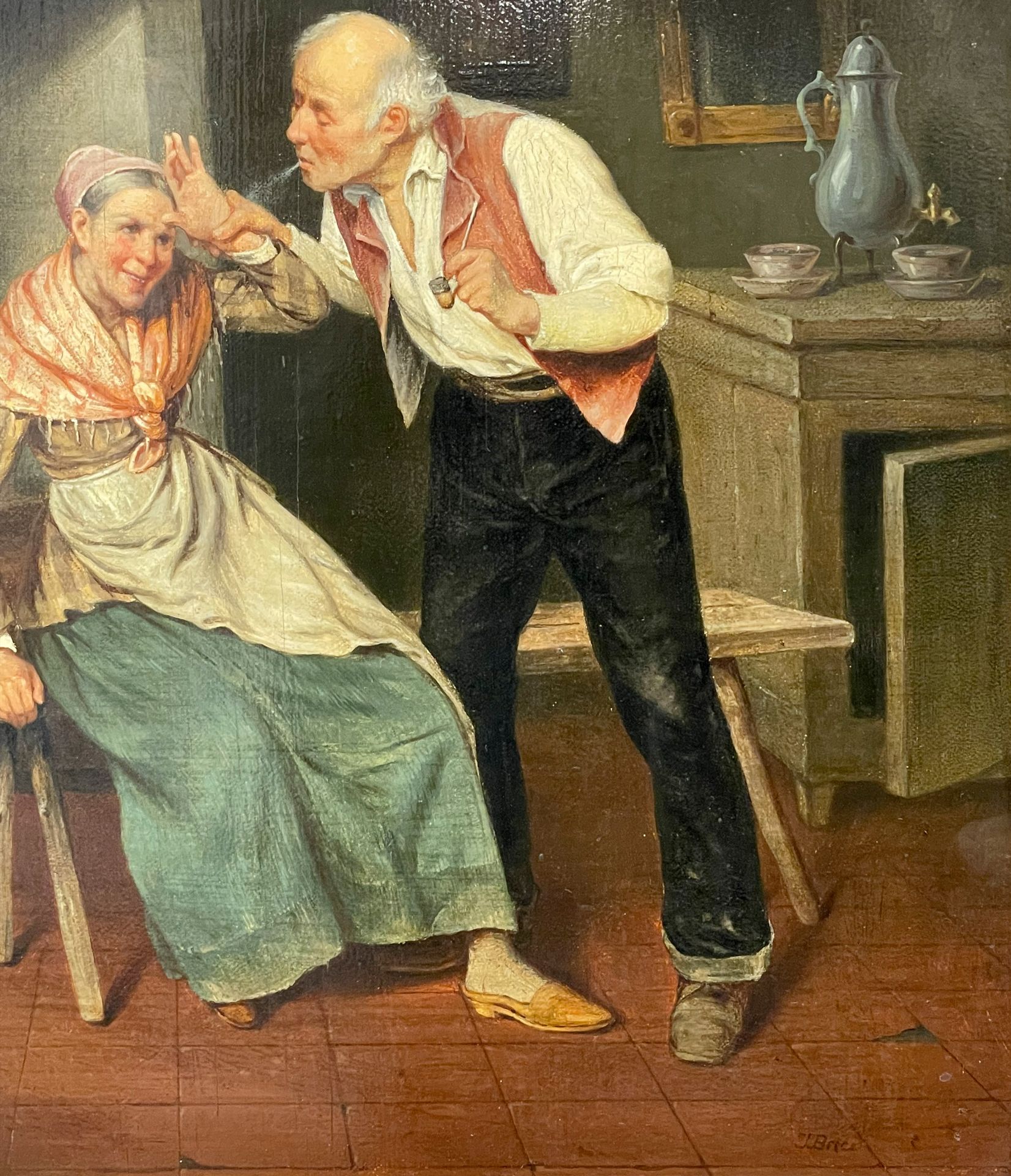 Ignace BRICE (1795 - 1866). Humorvolle Interieurszene mit einem älteren Ehepaar. - Image 6 of 20