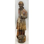 Holzfigur. Darstellung eines Mönchs. Wohl um 1600.